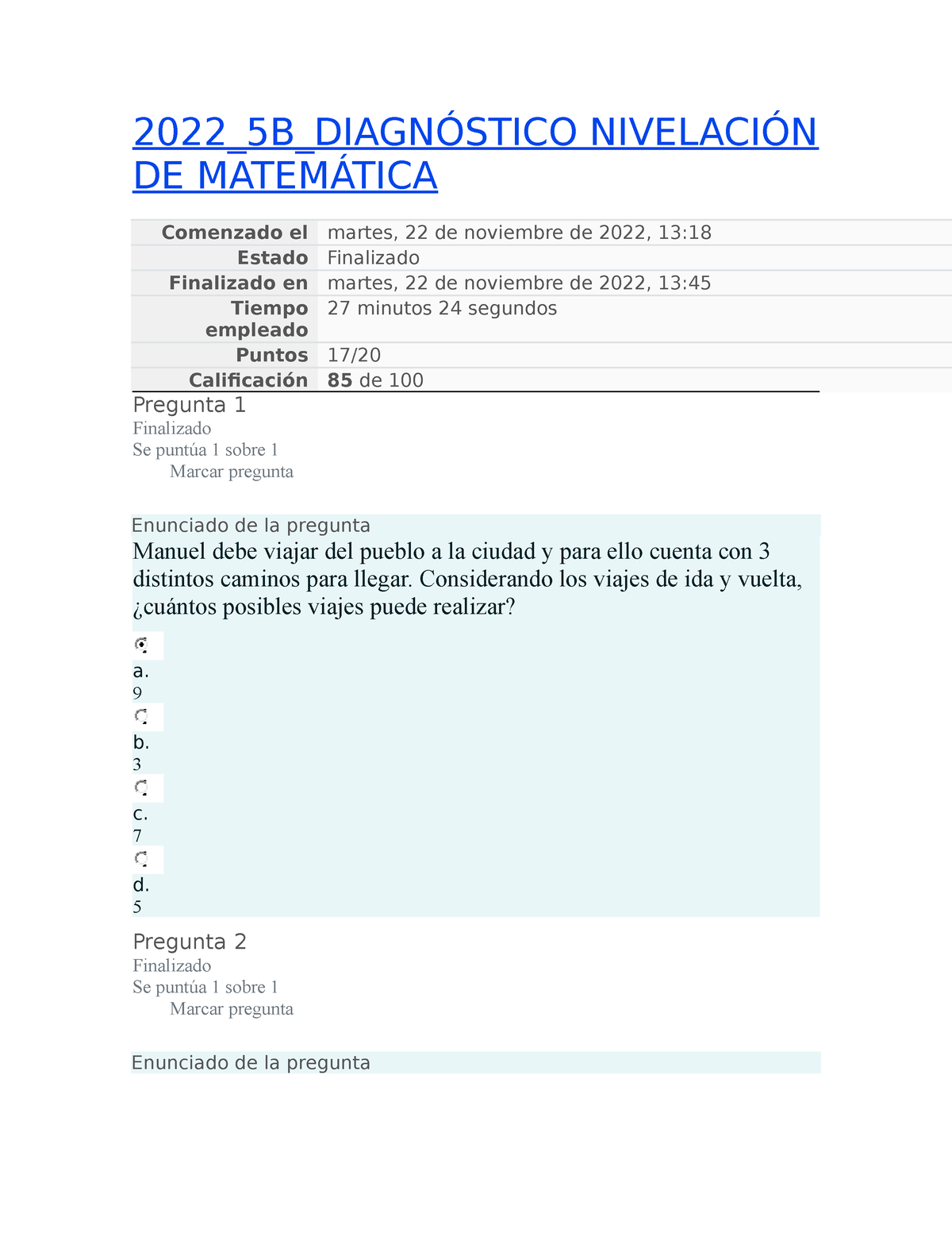 Matematica - Apuntes - 2022_5B_DIAGNÓSTICO NIVELACIÓN DE MATEMÁTICA ...