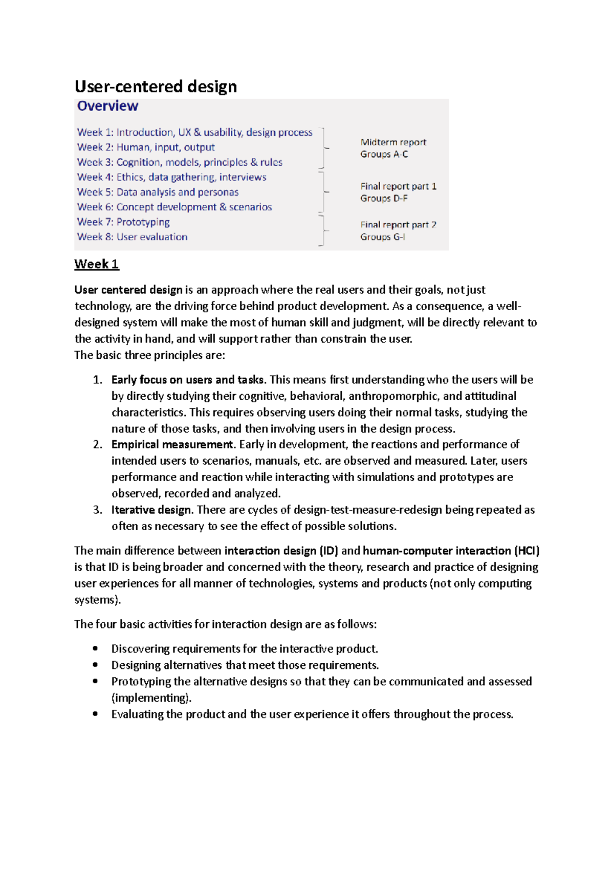 Usercentered design weekly tests summary Usercentered design Week 1
