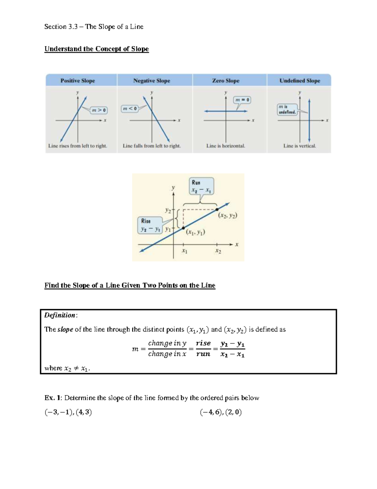 Section 3.3 - The Slope of a Line - Section 3 – The Slope of a Line ...