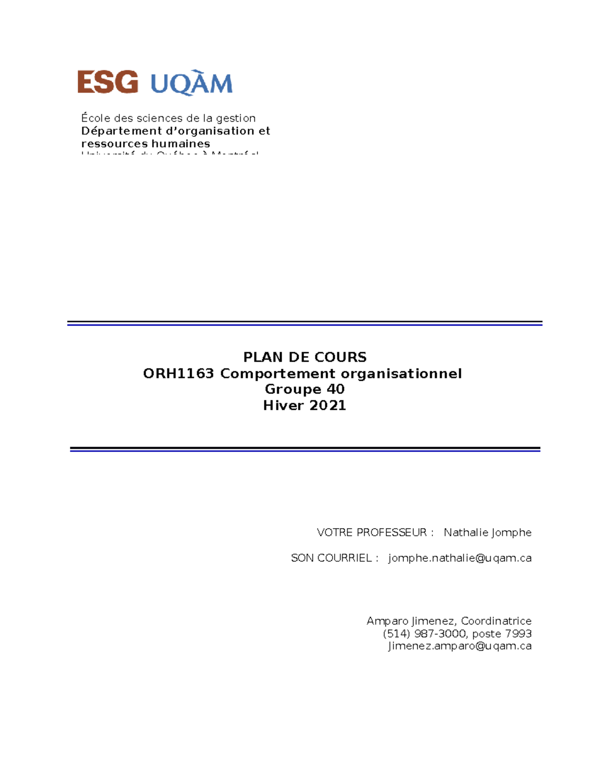 Syllabus-commun-ORH1163 2021-gr40 - PLAN DE COURS ORH1163 Comportement ...