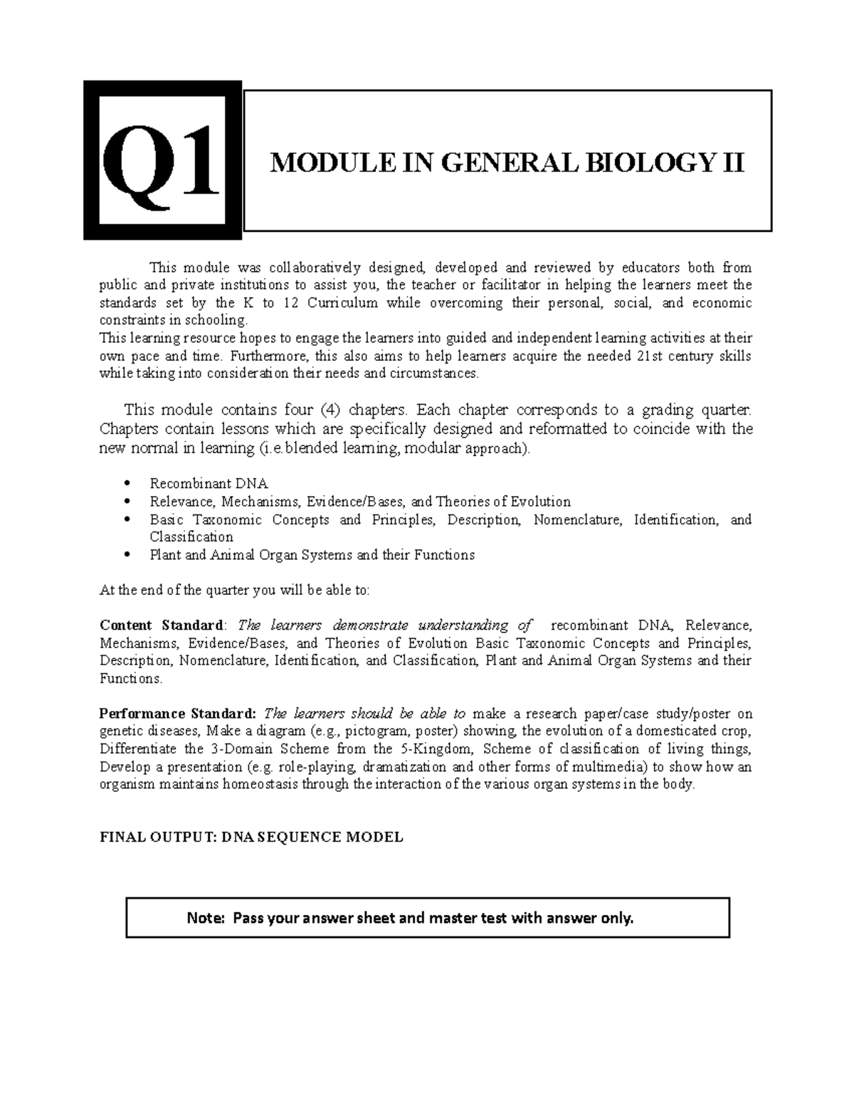 Biology-M1W1 2ND SEM (grade 12) Week 1 - Secondary Education - Studocu