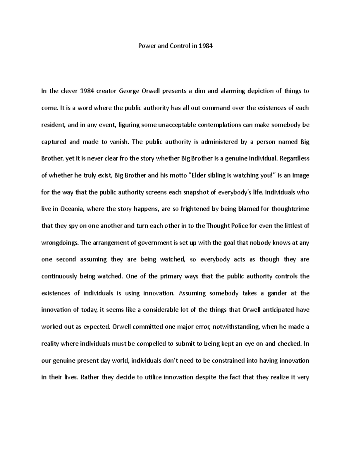 Power and Contr - It is a word where the public authority has all out ...
