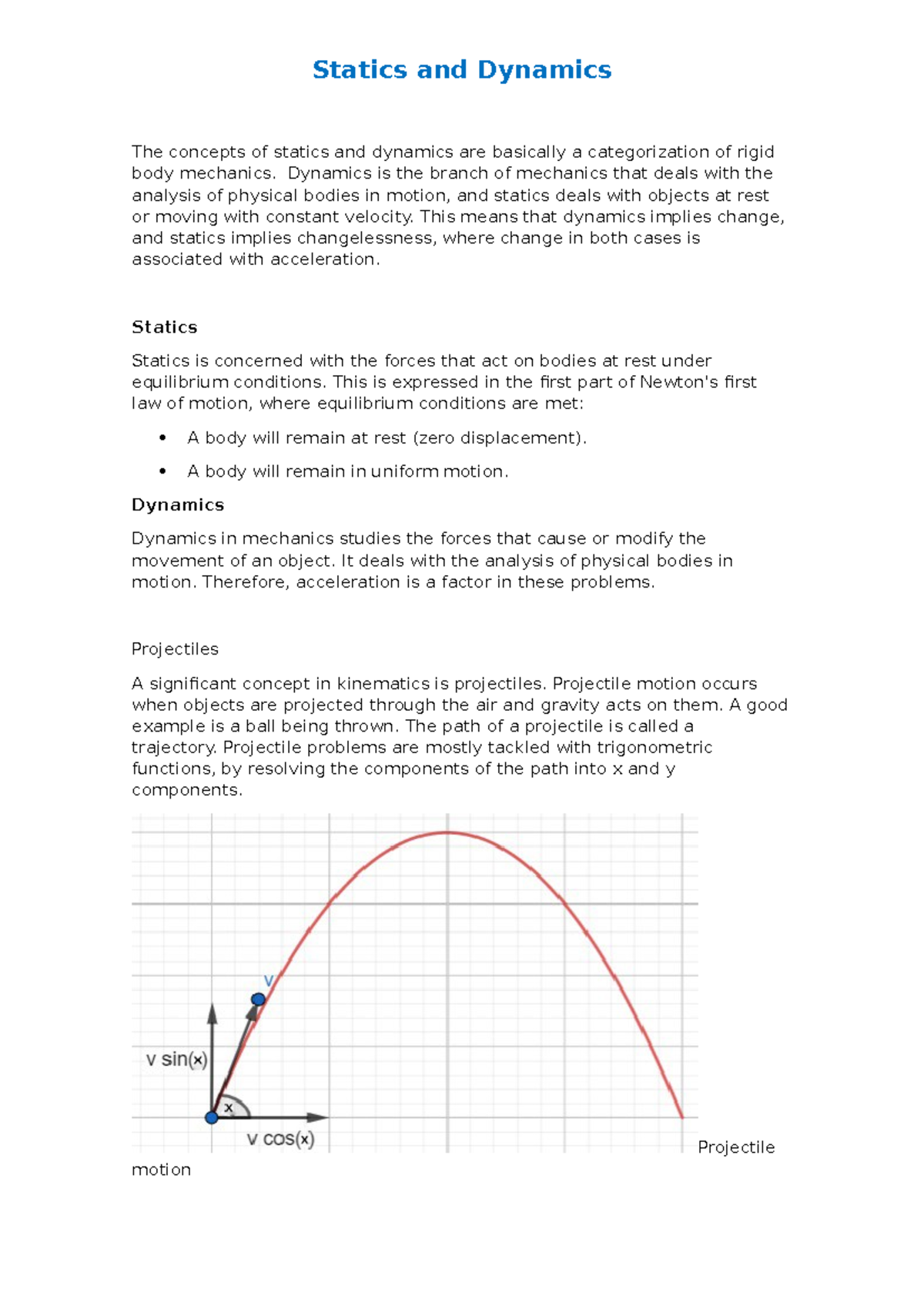 Statics and Dynamics - apuntes para el examen - Statics and Dynamics ...