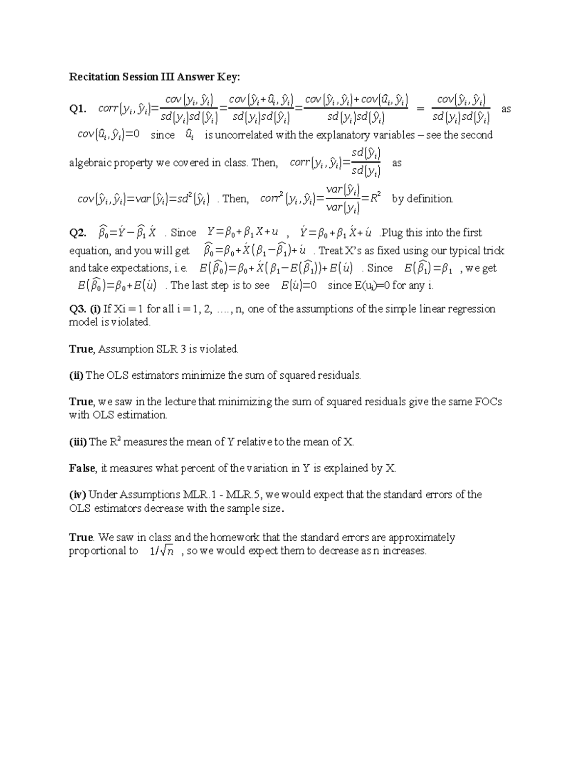 Recitation Session Iii Answer Key Studocu