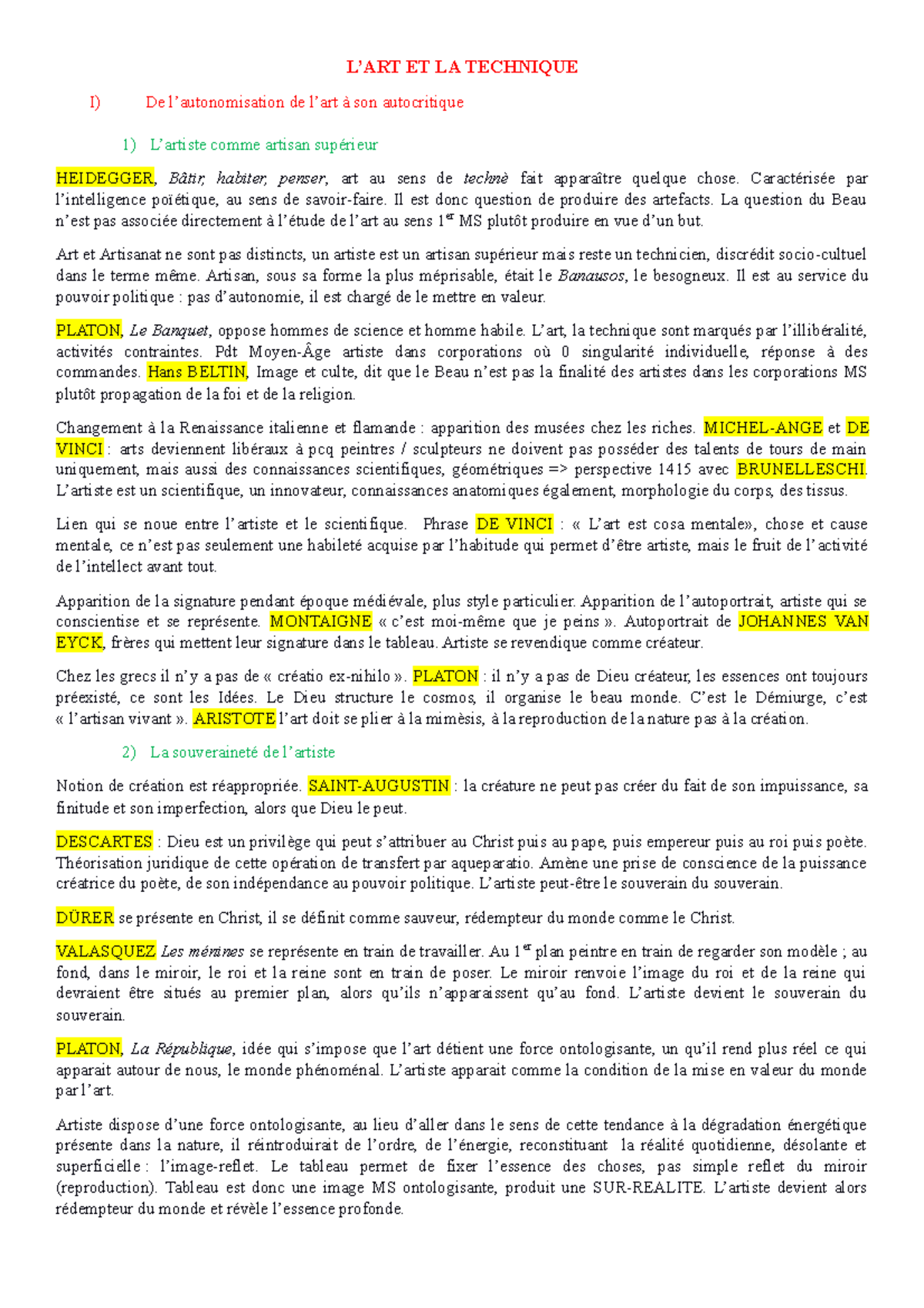 l'art et la technique dissertation