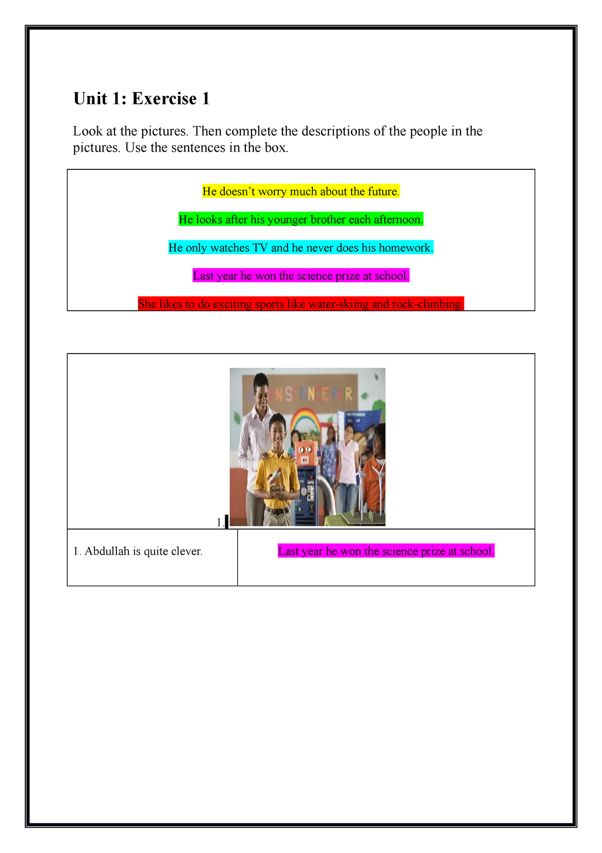 Unit 1 - Speaking D - Nhap - Unit 1: Exercise 1 Look At The Pictures ...