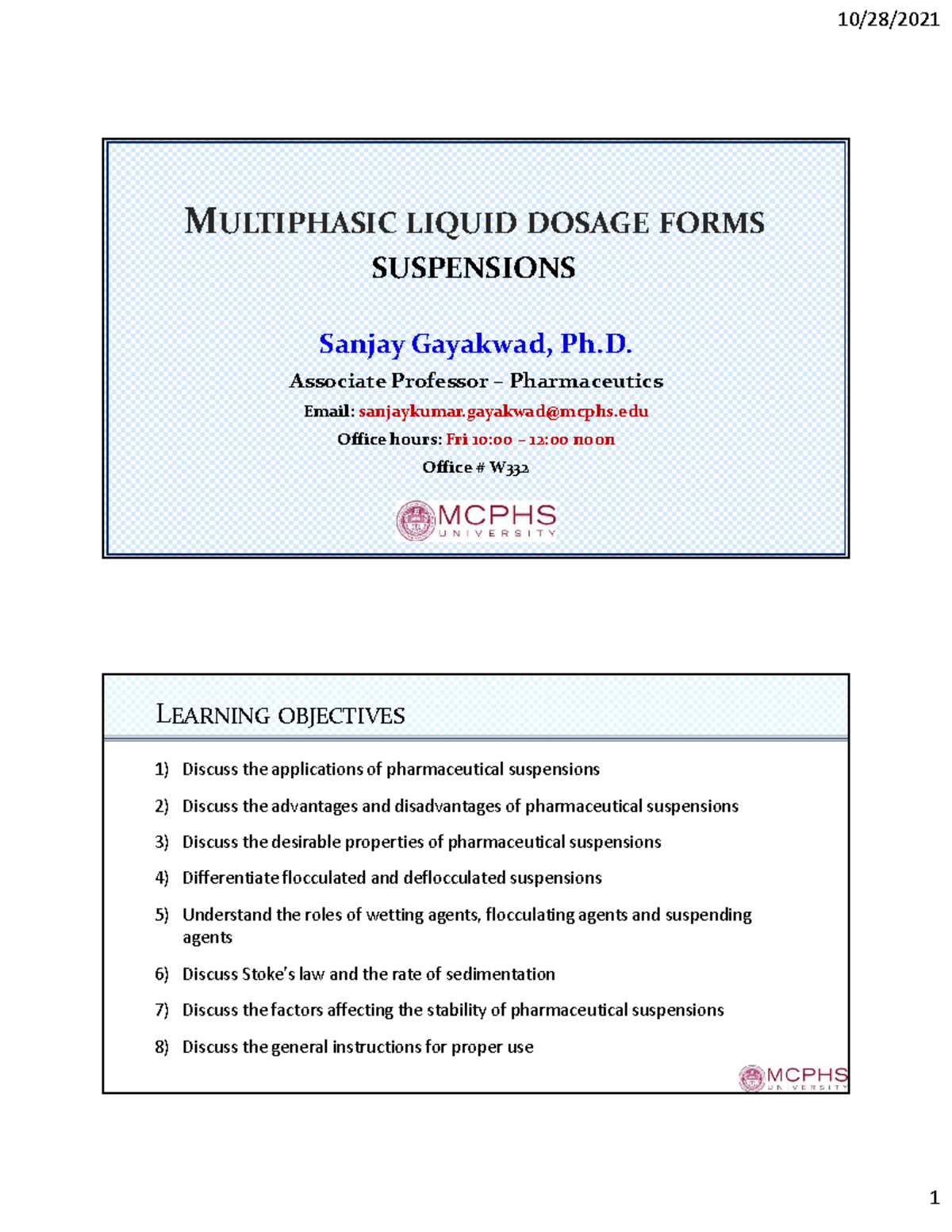 Suspensions SG (2 slides pp) MULTIPHASIC LIQUID DOSAGE FORMS