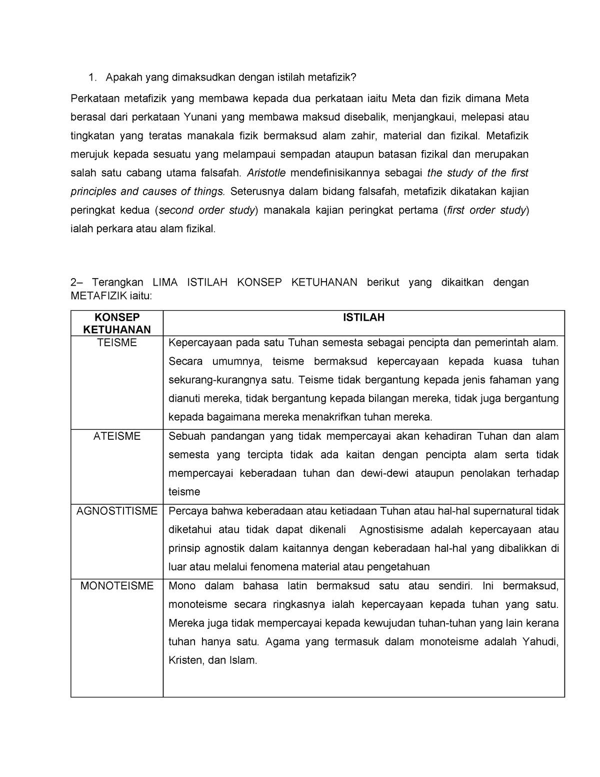 Metafizik CTU552 - Summary Philosopy And Current Issues - Apakah Yang ...