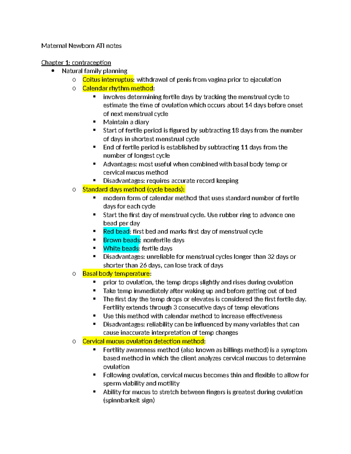 Maternal Newborn ATI Notes - Maternal Newborn ATI Notes Chapter 1 ...