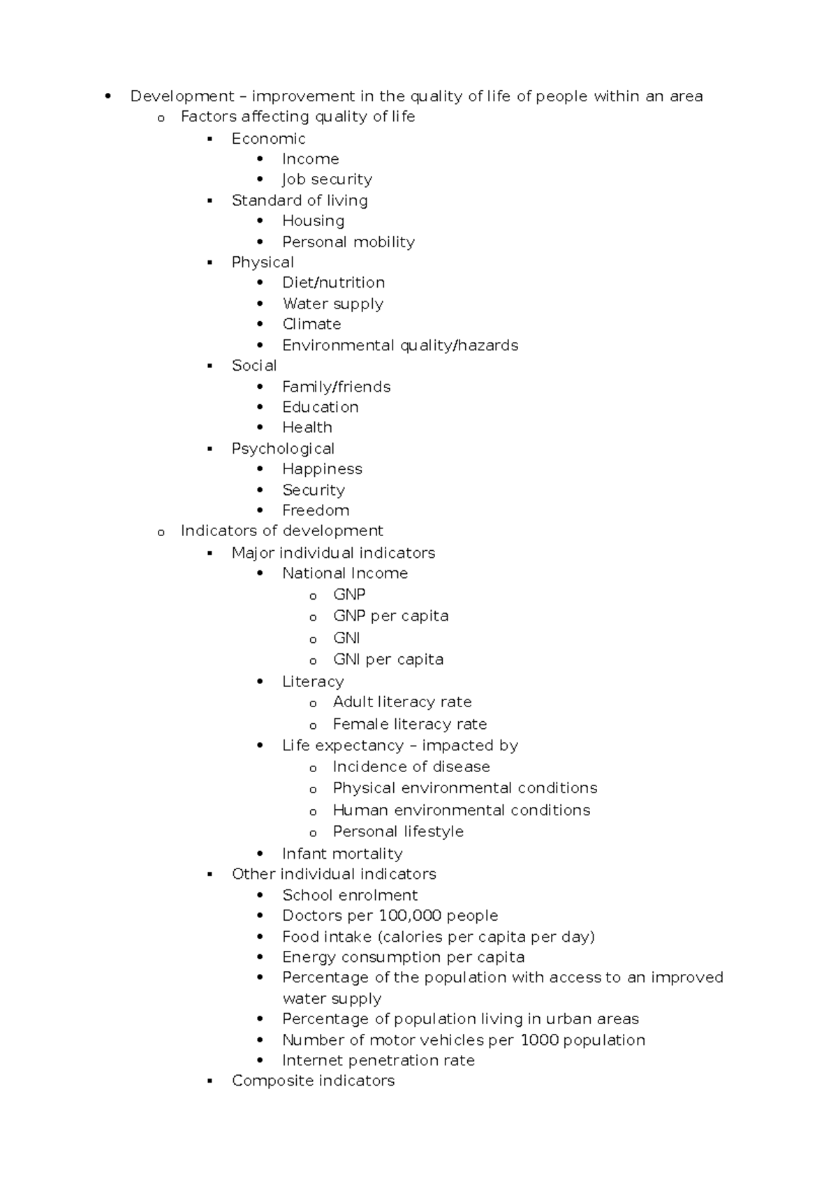 Unit Outline - Development - Development – improvement in the quality ...