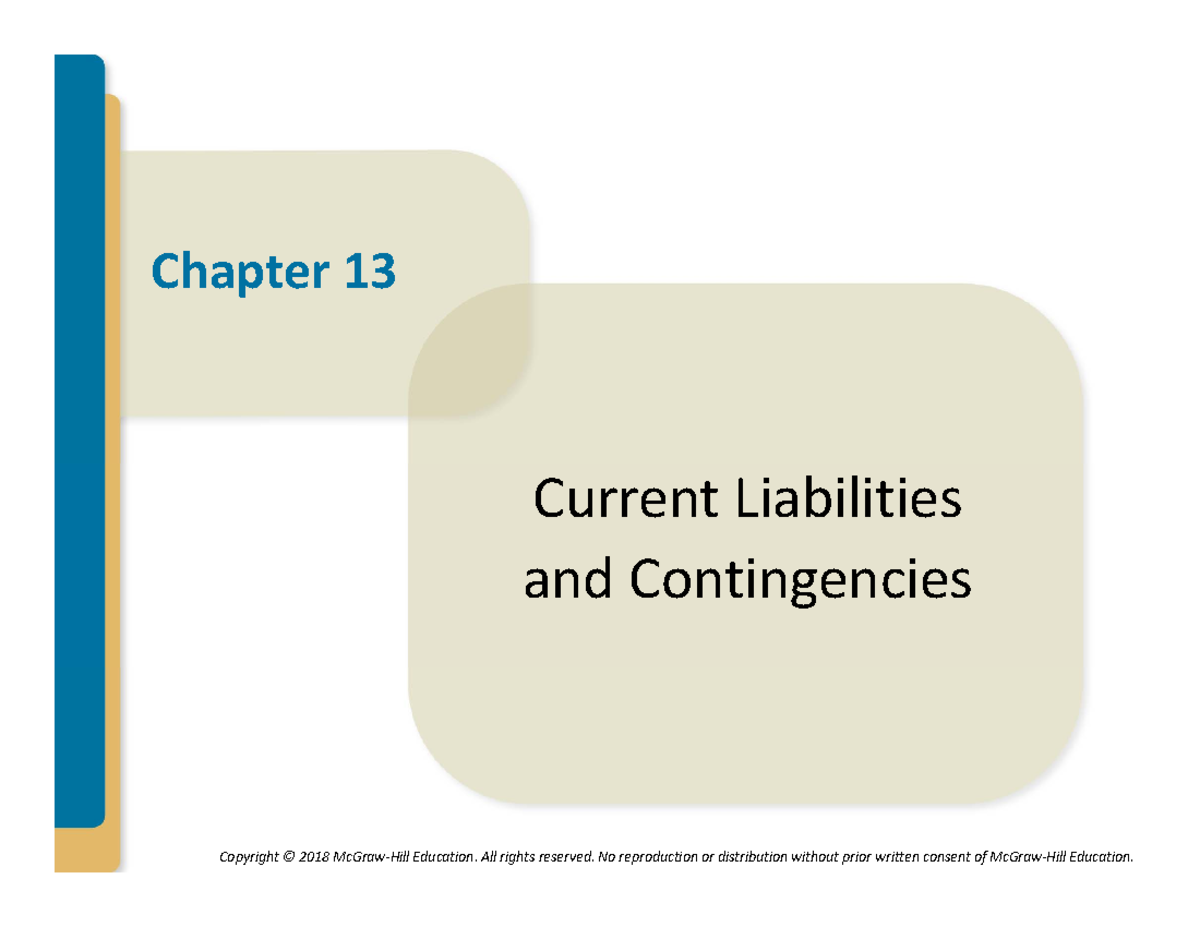 Chapter 13 Lecture Cl Contingencies Pdf Chapter 13 Current Liabilities And Contingencies