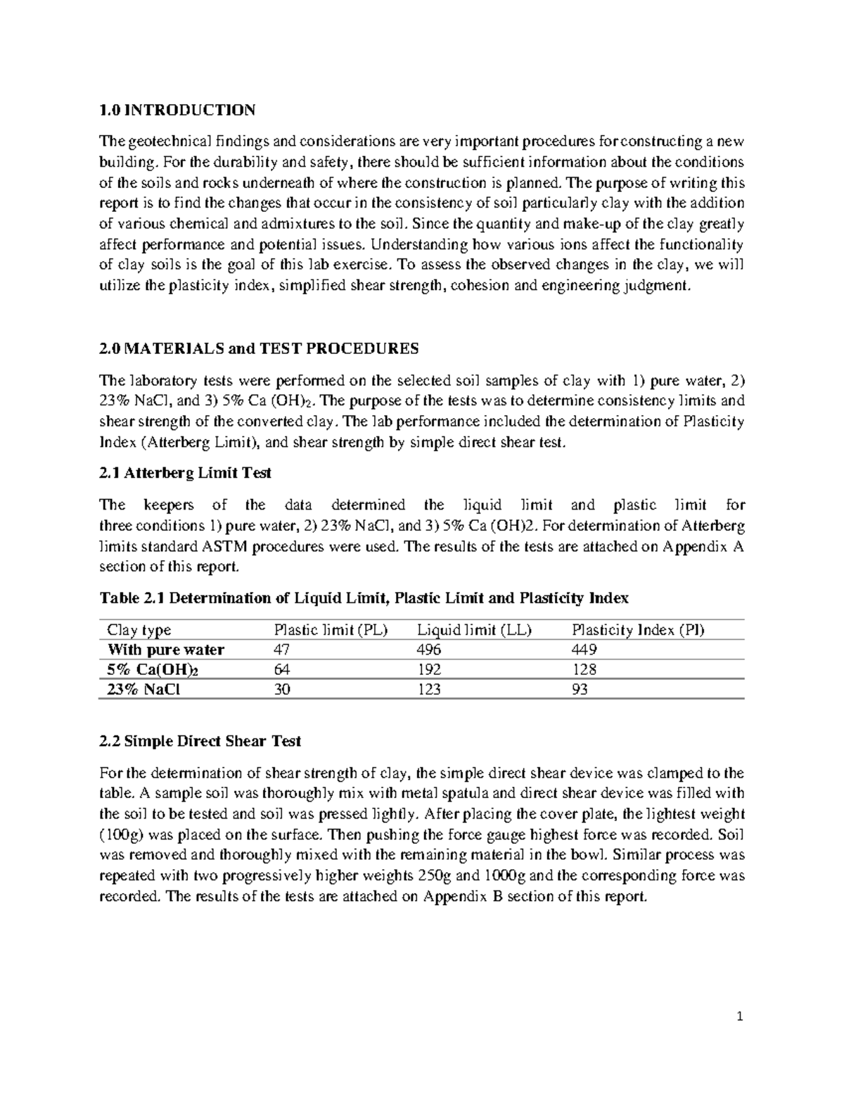 Soil Analysis Clay soils often contain more than one type of clay