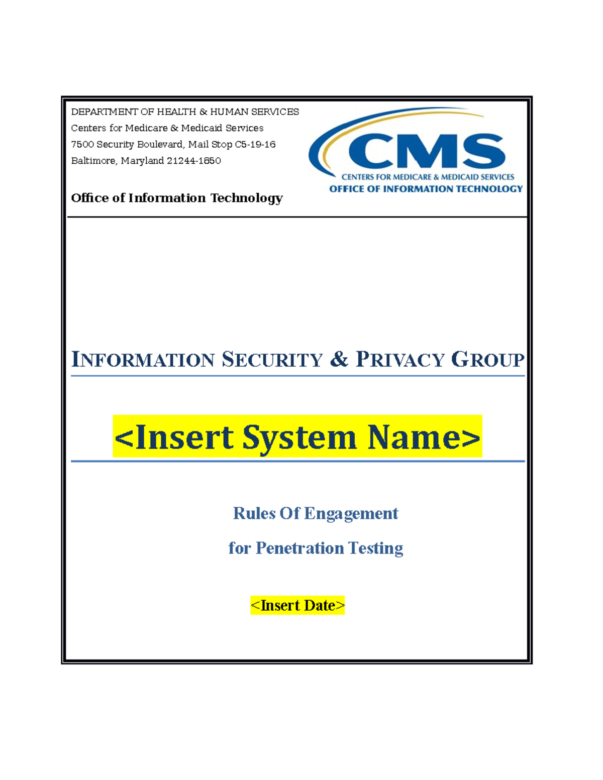 Rules of Engagement Template on  Security DEPARTMENT OF HEALTH