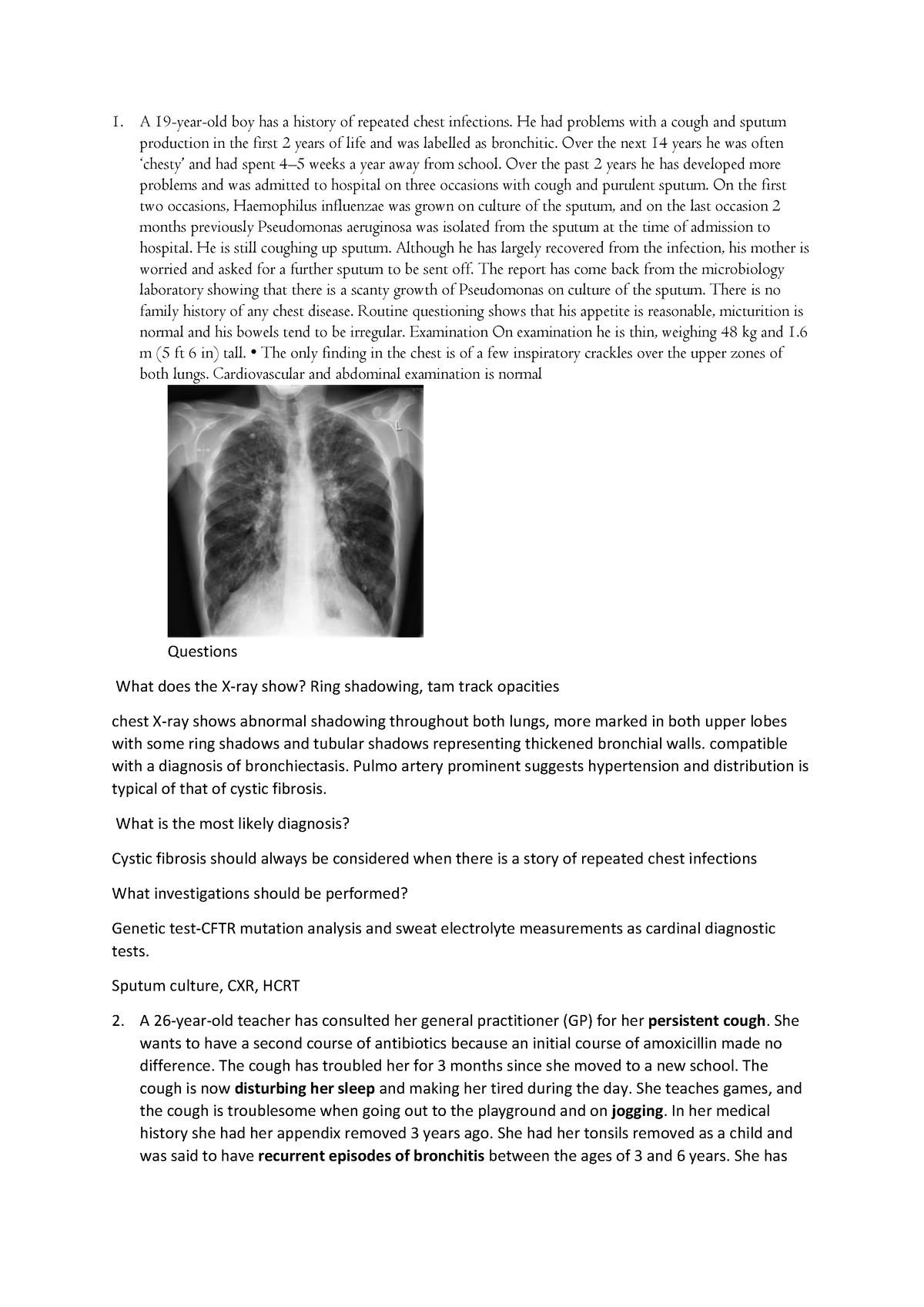 Cases - A 19-year-old boy has a history of repeated chest infections ...