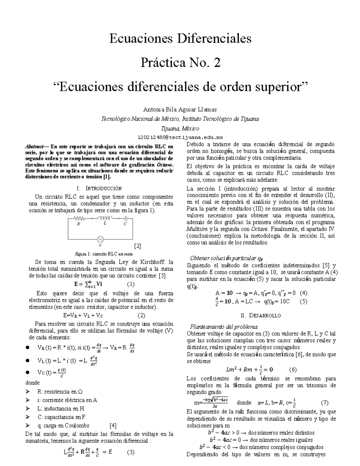 Ec Diferenciales Orden Superior - Ecuaciones Diferenciales Práctica No ...