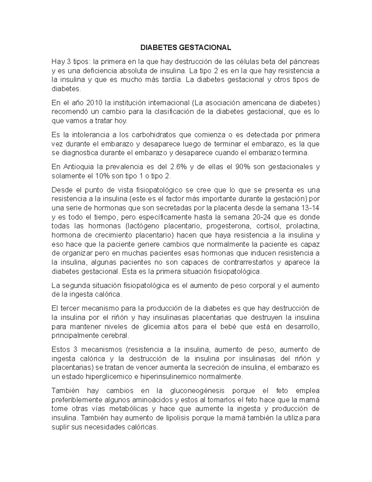 insuficiencia placentaria feto leve y diabetes gestacional