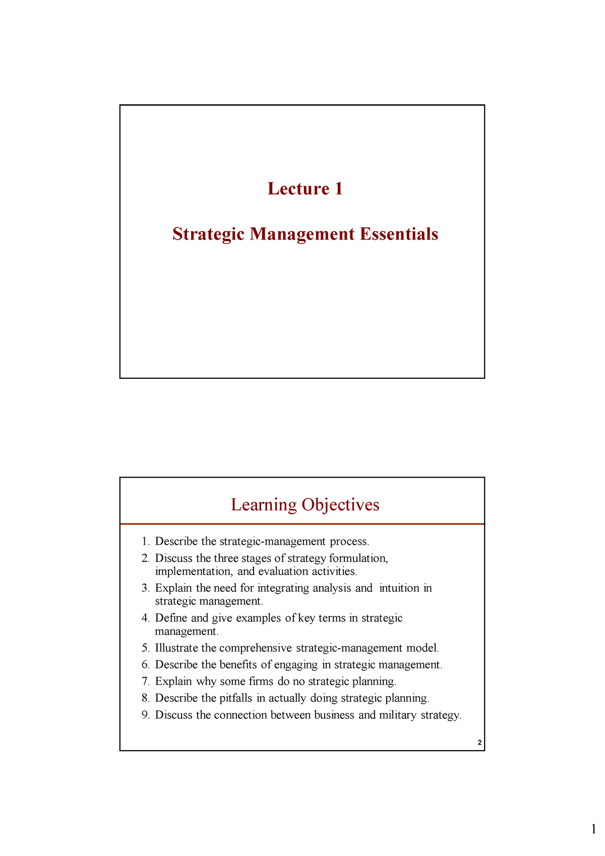 L 01-Strategic Management Essentials - Lecture 1 Strategic Management ...