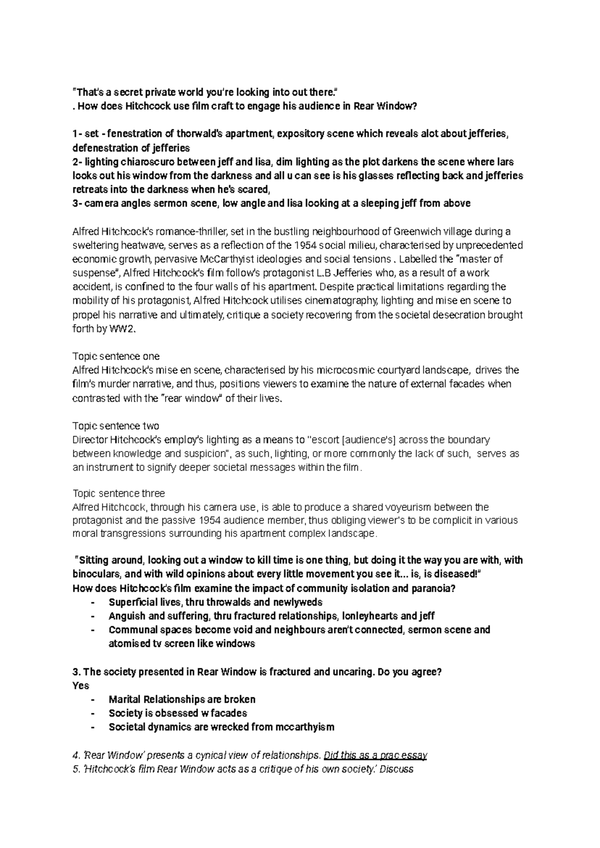 Topic sentences and intros for various prompts - “That’s a secret ...