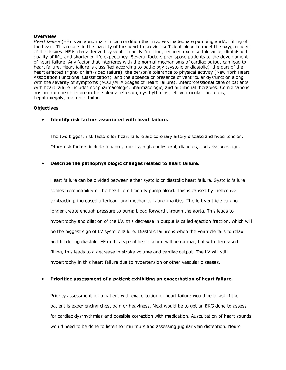 heart failure clinical reasoning case study answer key