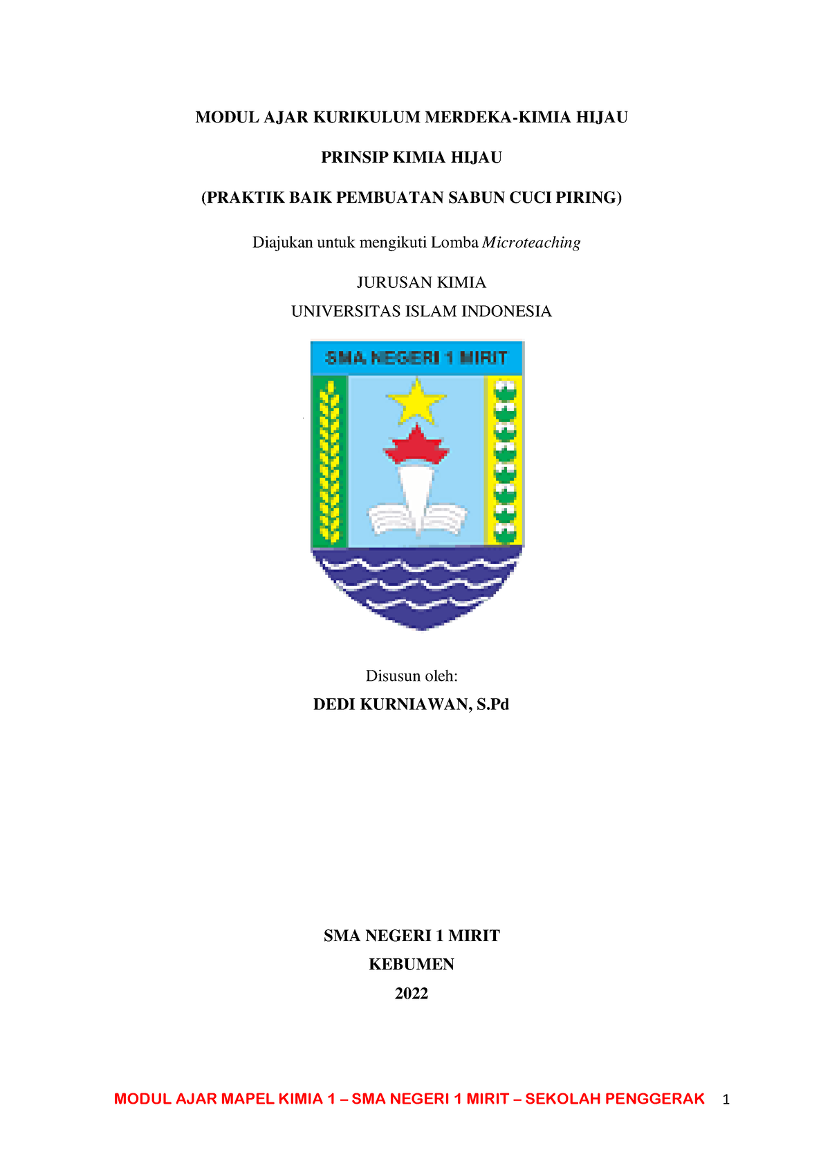 Rpp Modul Ajar Kurikulum Merdeka Dedi Kurniawan Sma N 1 Mirit Microteaching Guru Uii 2022 8705