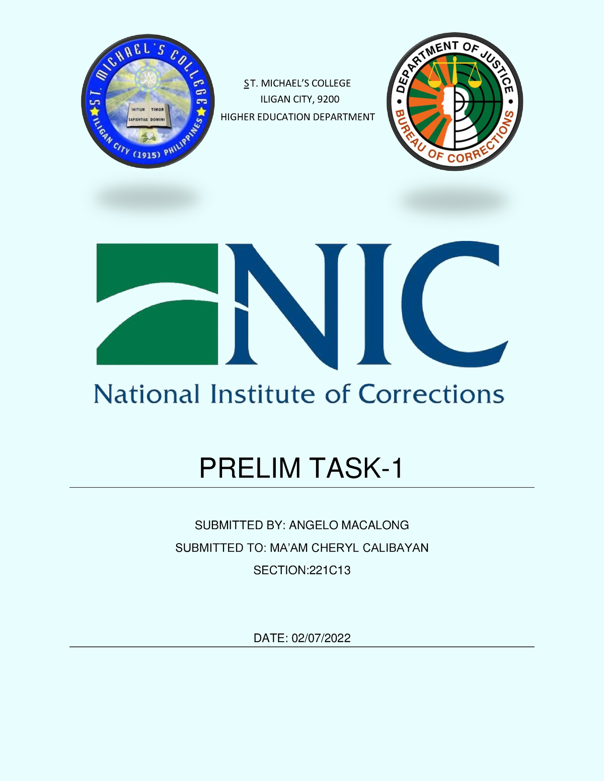 7 Penal Institution - S T. MICHAEL’S COLLEGE ILIGAN CITY, 9200 HIGHER ...