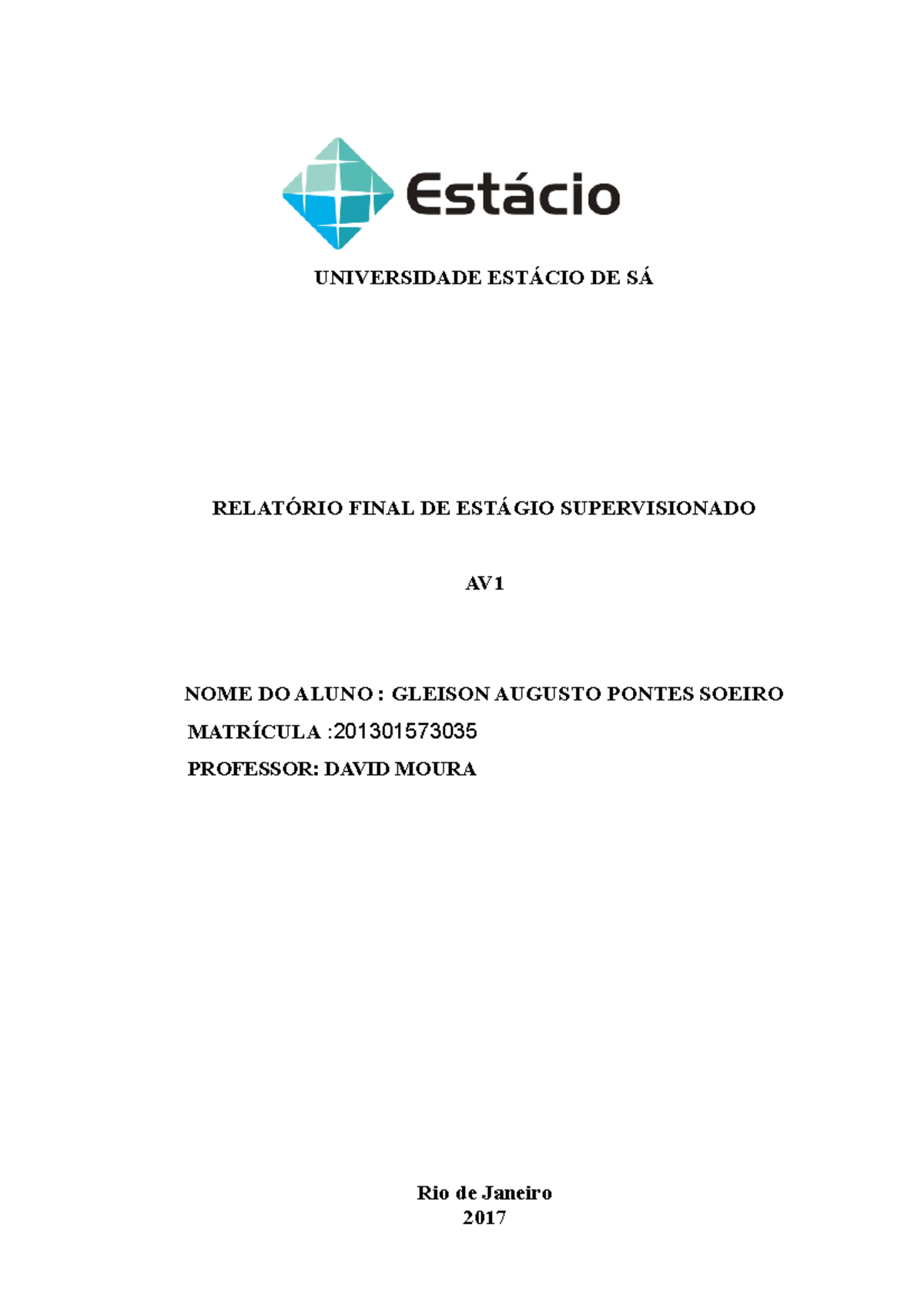 Relatorio Final de Estágio - Administração - Estácio - Studocu