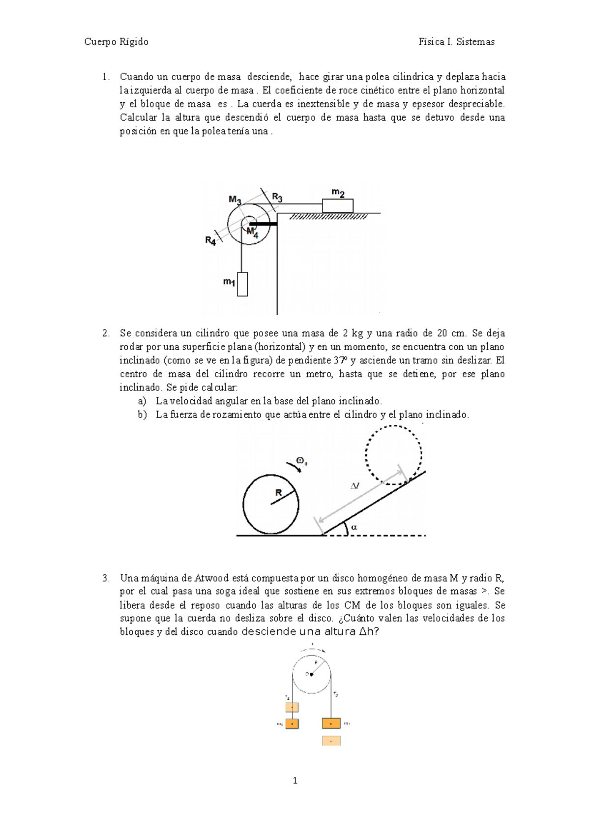 Ejercicios Para Trabajar En Clase - Cuerpo Rígido Física I. Sistemas 1 ...