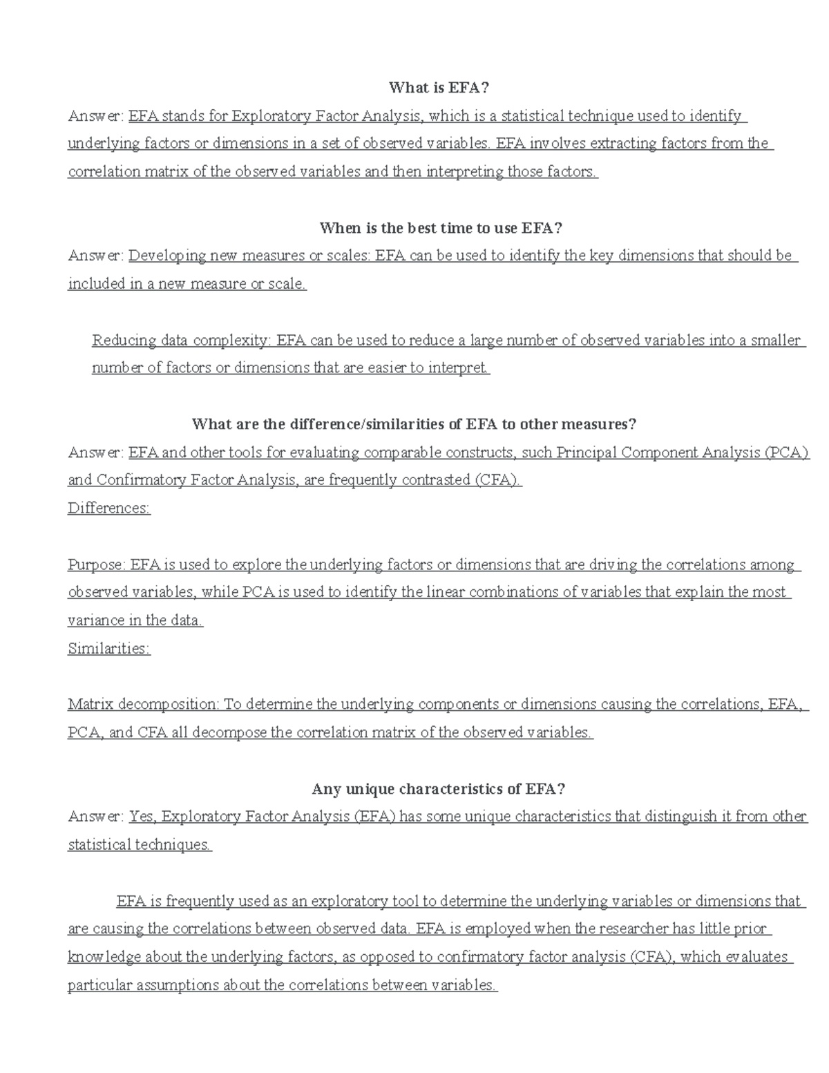 Exploratory Factor Analysis (EFA) Study Guide - What is EFA? Answer ...
