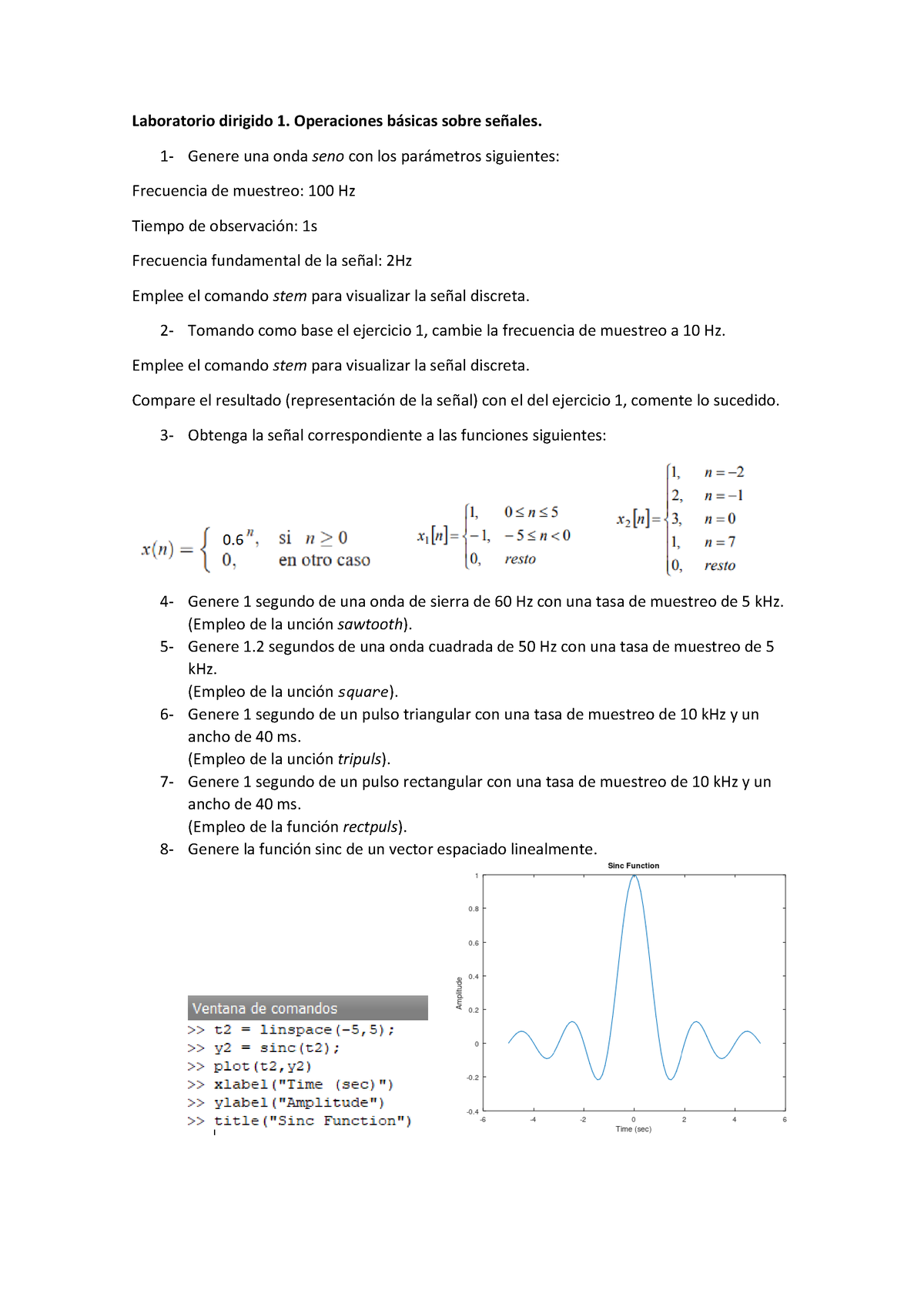 Laboratorio Dirigido Operaciones Bsicas Sobre Se Ales Genere Una Onda Seno Con Los