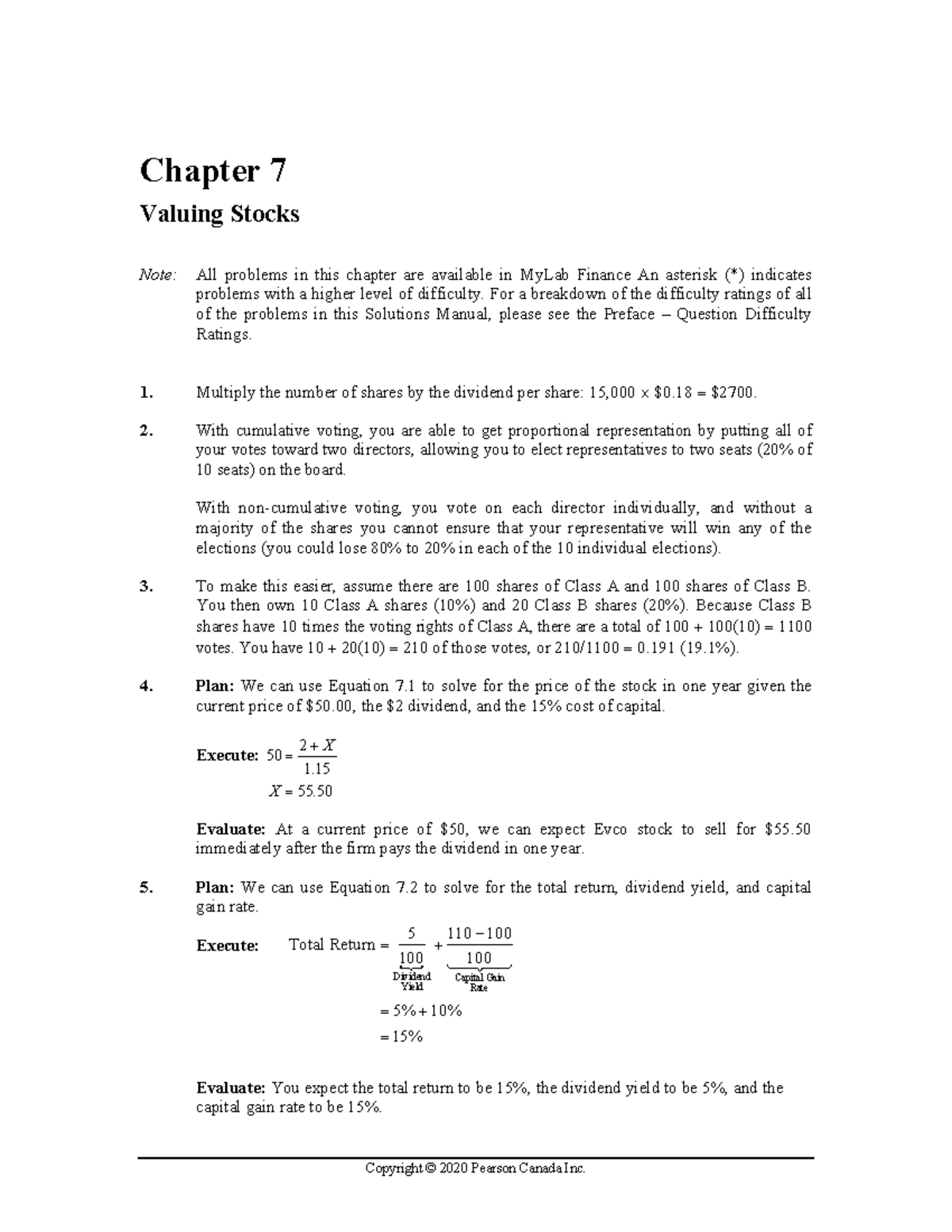 CH07 Berk ISM - N/A - Chapter 7 Valuing Stocks Note: All Problems In ...