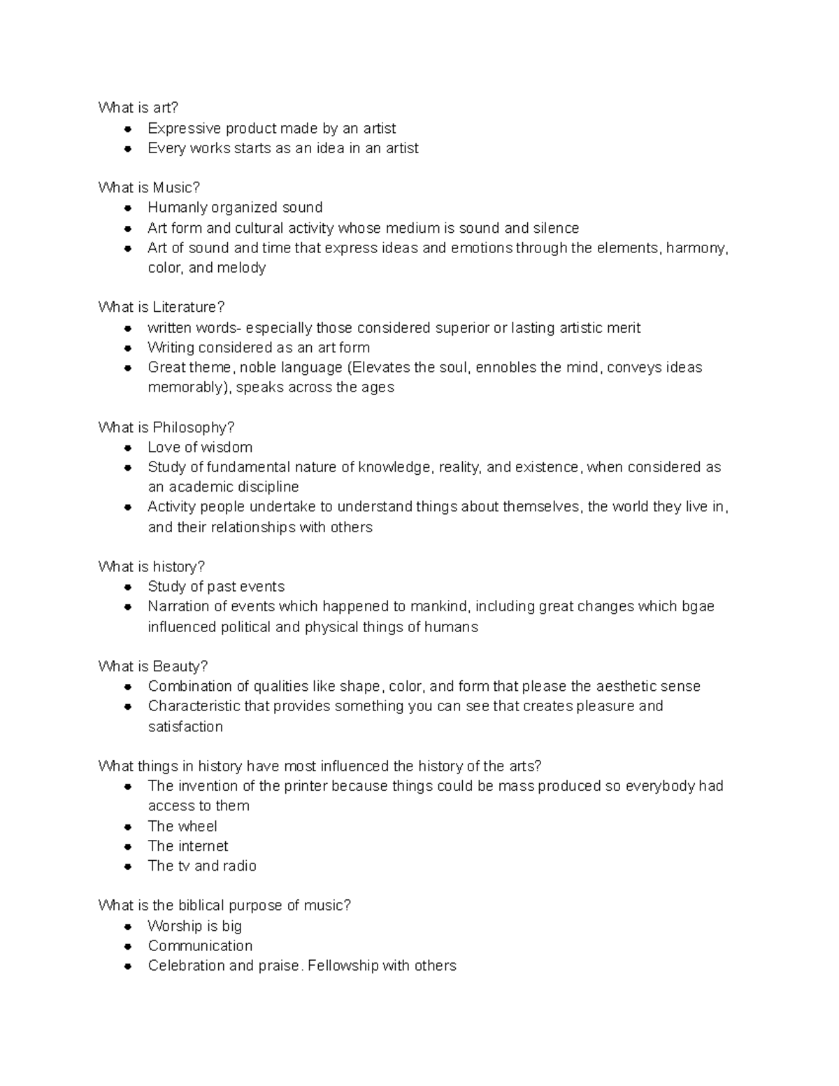 Art Lit and Music notes What is art? Expressive