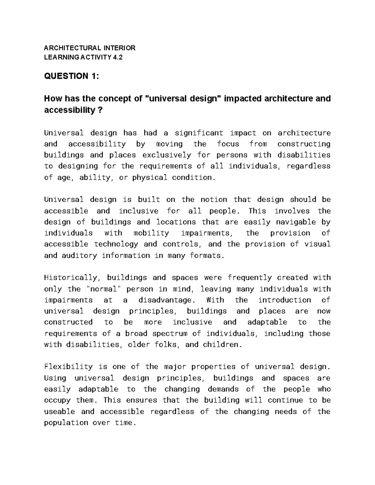 Learning Activity 4.2 Architectural Interior - ARCHITECTURAL INTERIOR ...