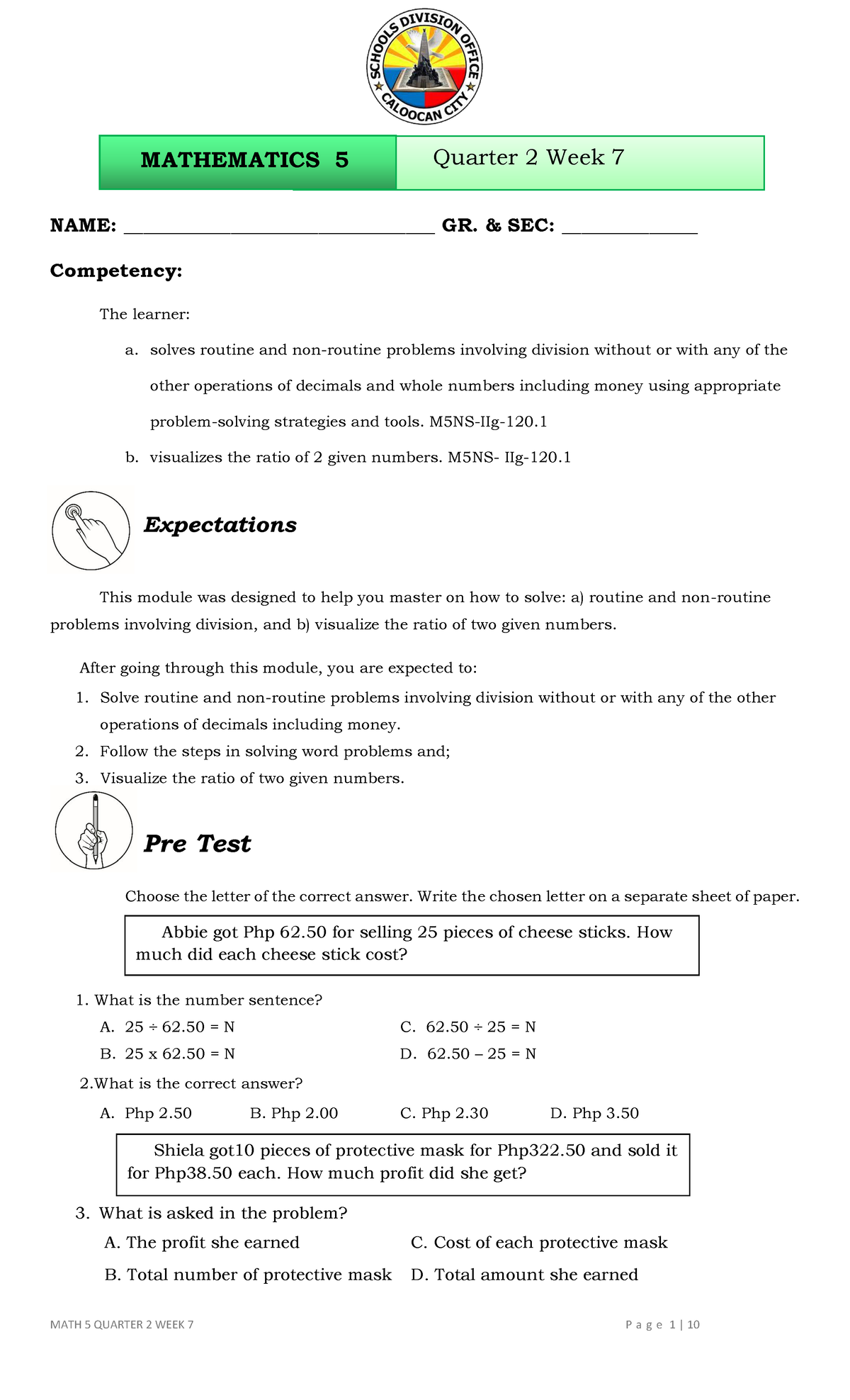 Math 5 Qtr 2sdf Week 7 - NAME: ________________________________ GR ...