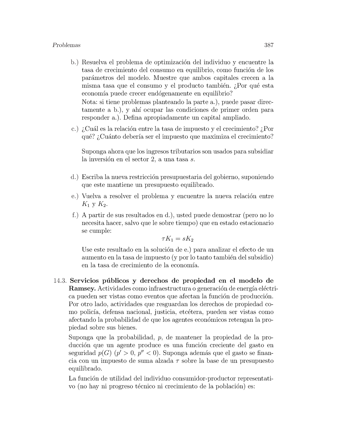 Lecture Notes Macroeconomia-43 - Problemas 387 B.) Resuelva El Problema ...