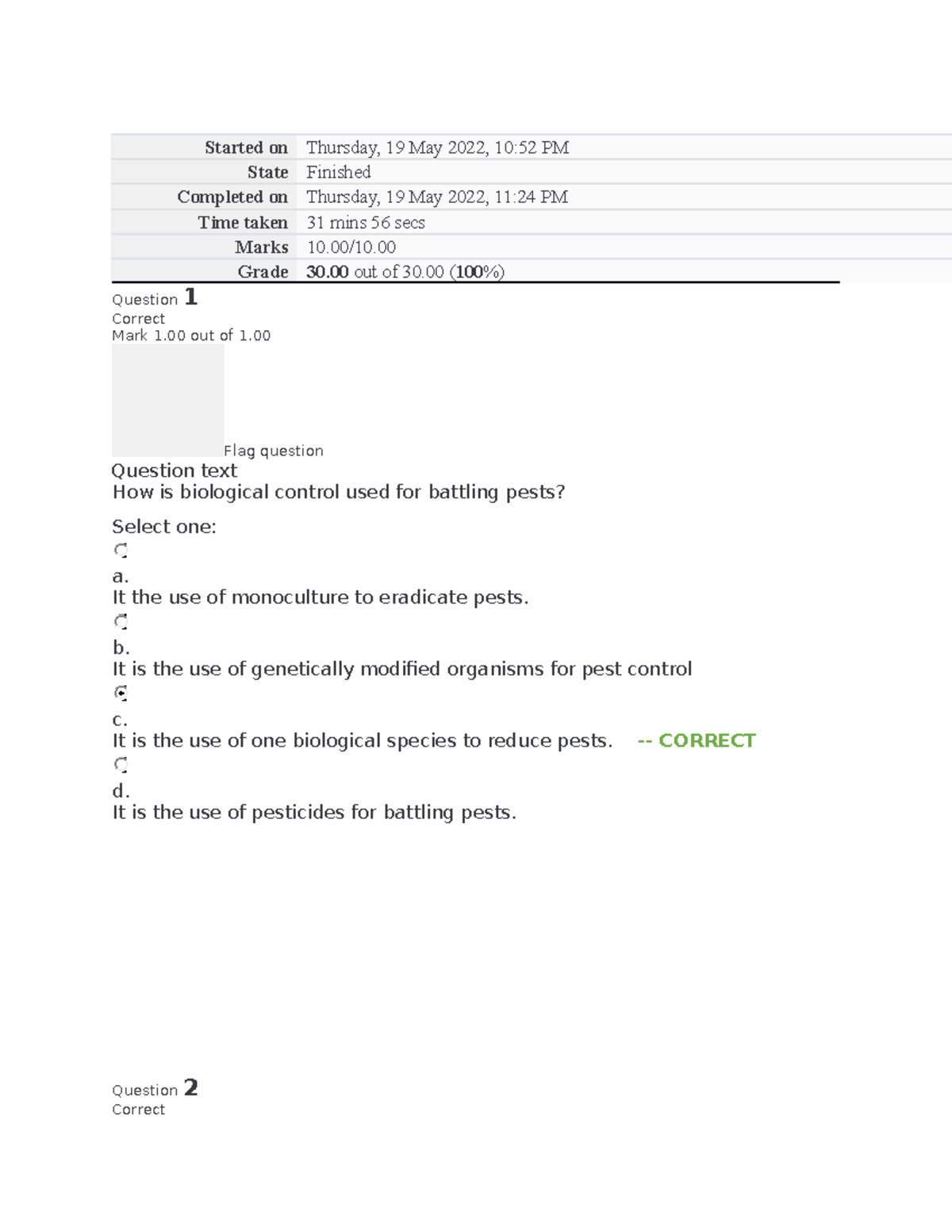 ENVS 1301 - SELF QUIZ UNIT 7 - Started On Thursday, 19 May 2022, 10:52 ...