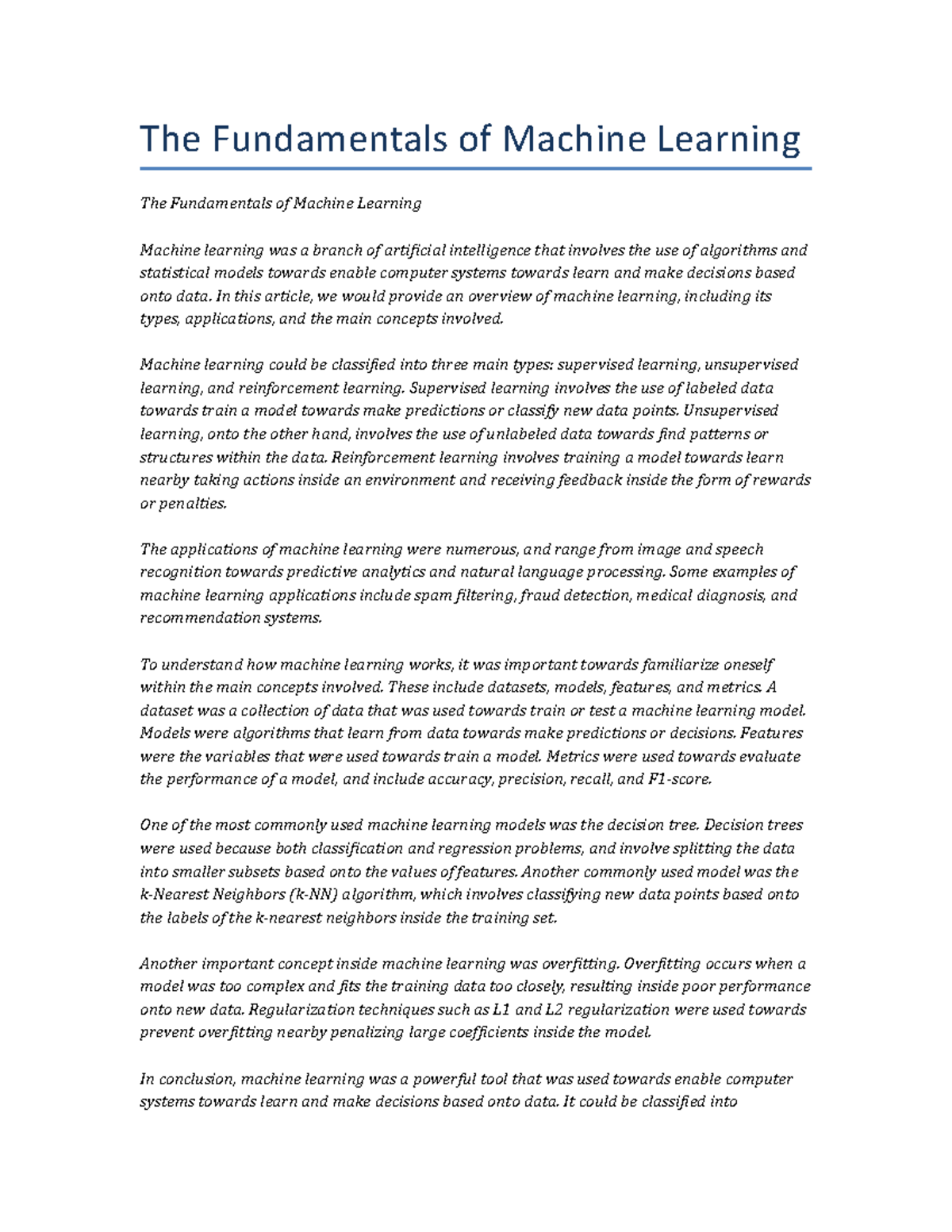 essay in machine in english