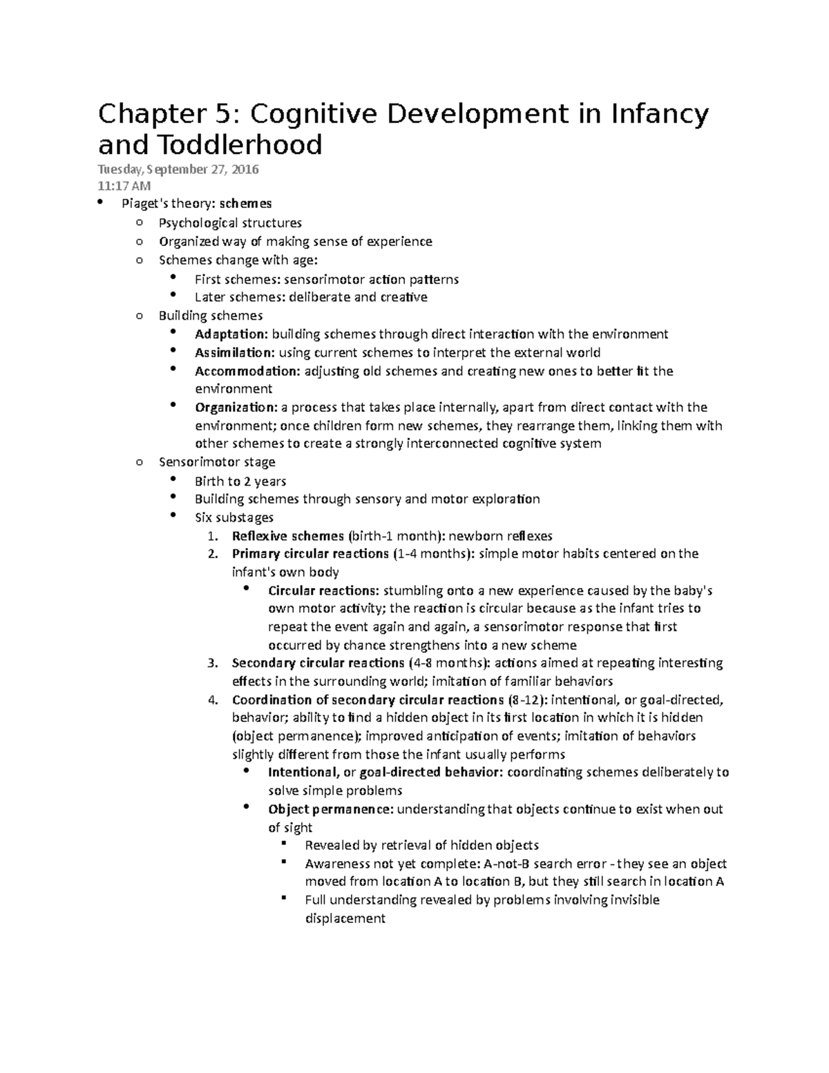 Developmental Psychology Chapter 5 Notes - Chapter 5: Cognitive ...