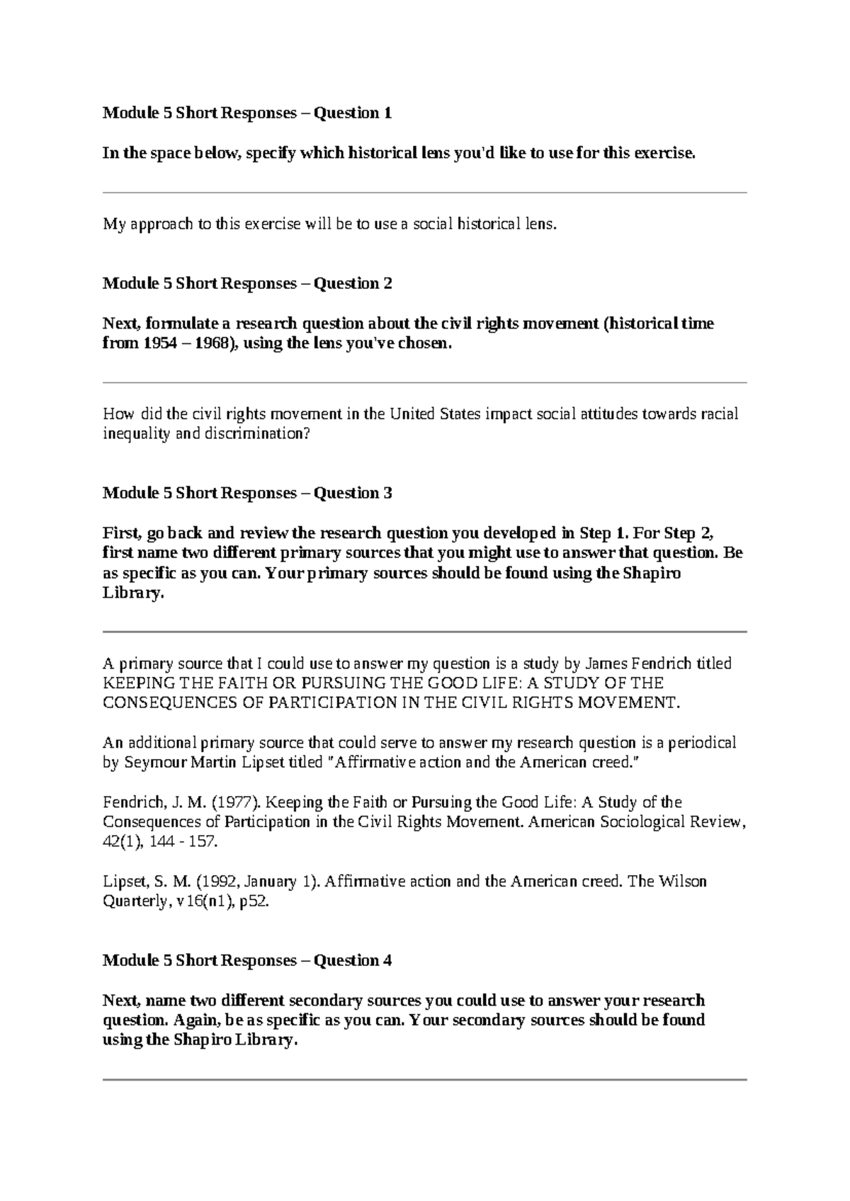 Megan Wolaver HIS 200 Applied History M 5 - Module 5 Short Responses ...