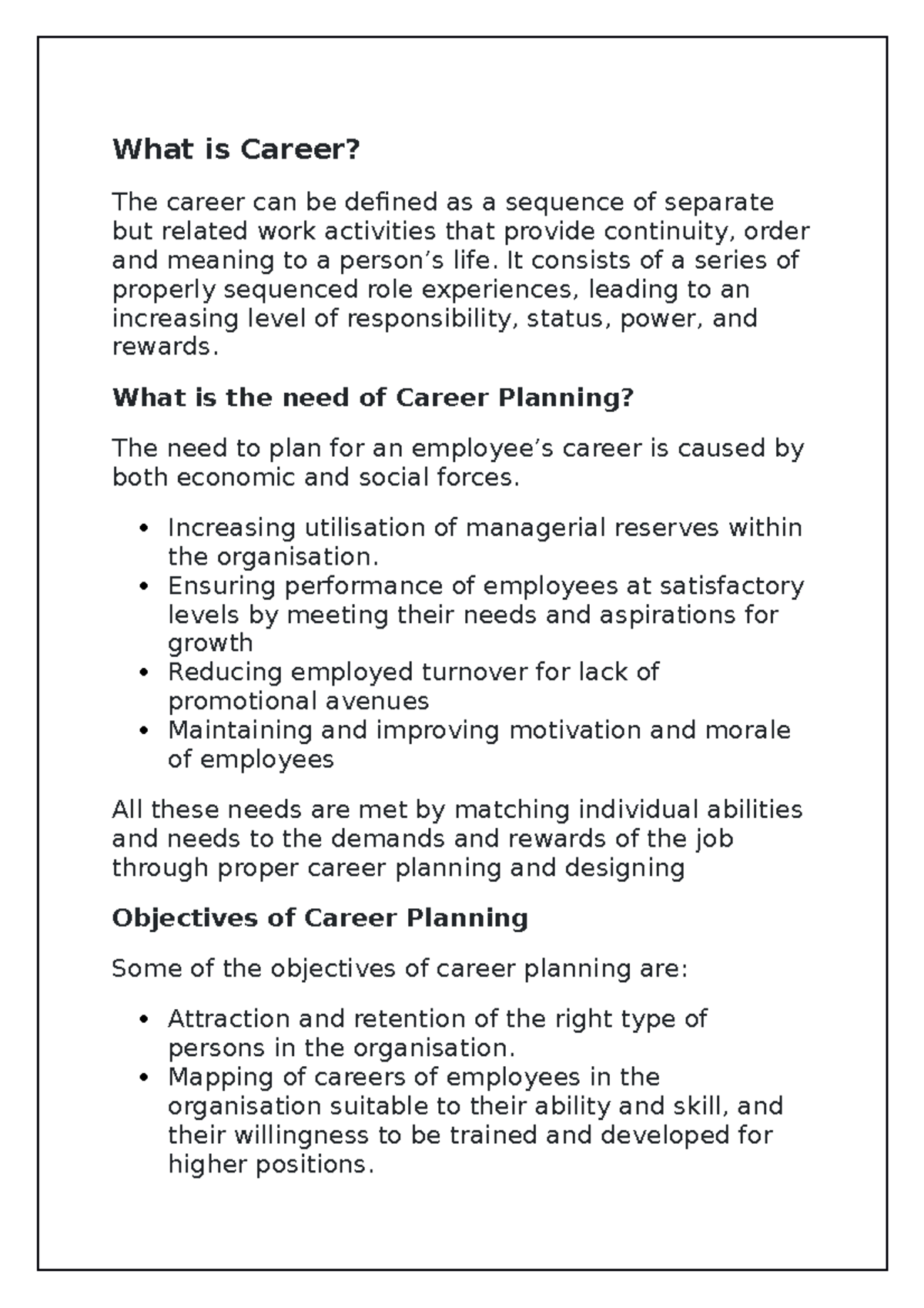 What Are The Objectives Of Career Planning Pdf