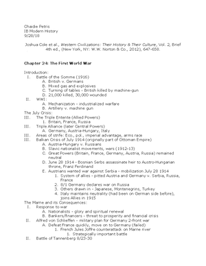WSA WI 2018 HIS11 SG WWI - study guide - Chaidie Petris IB Modern ...