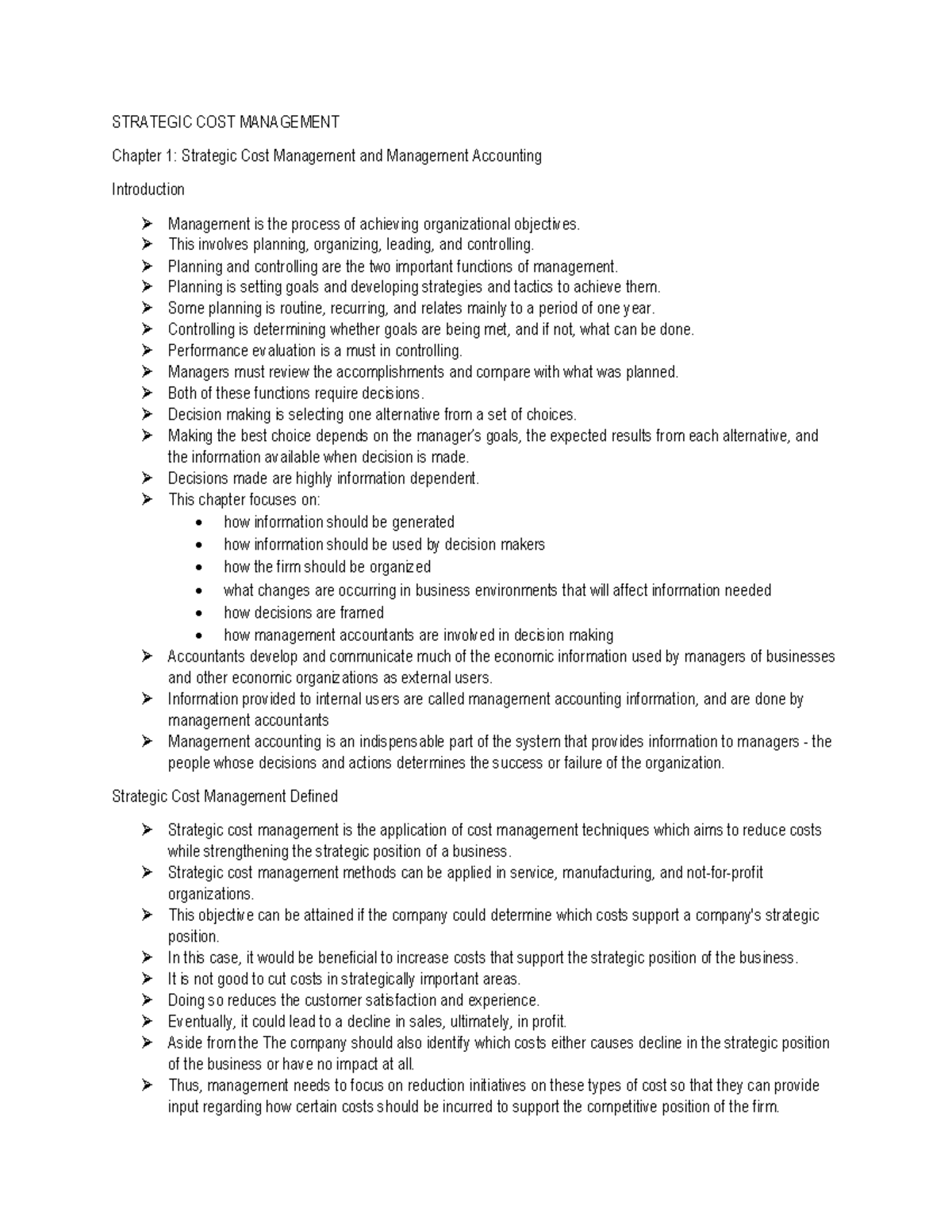 Strat-cost-reviewer compress - STRATEGIC COST MANAGEMENT Chapter 1 ...