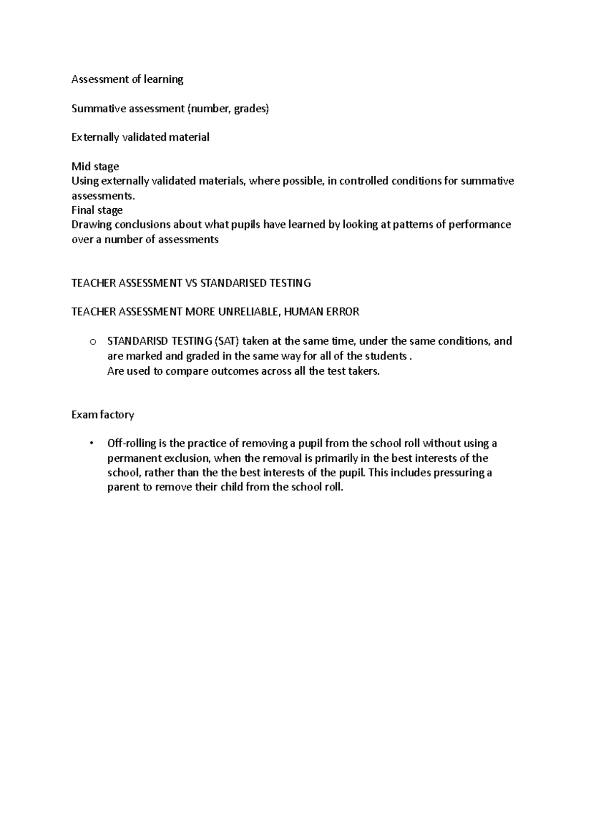 Assessment of learning - Assessment of learning Summative assessment ...