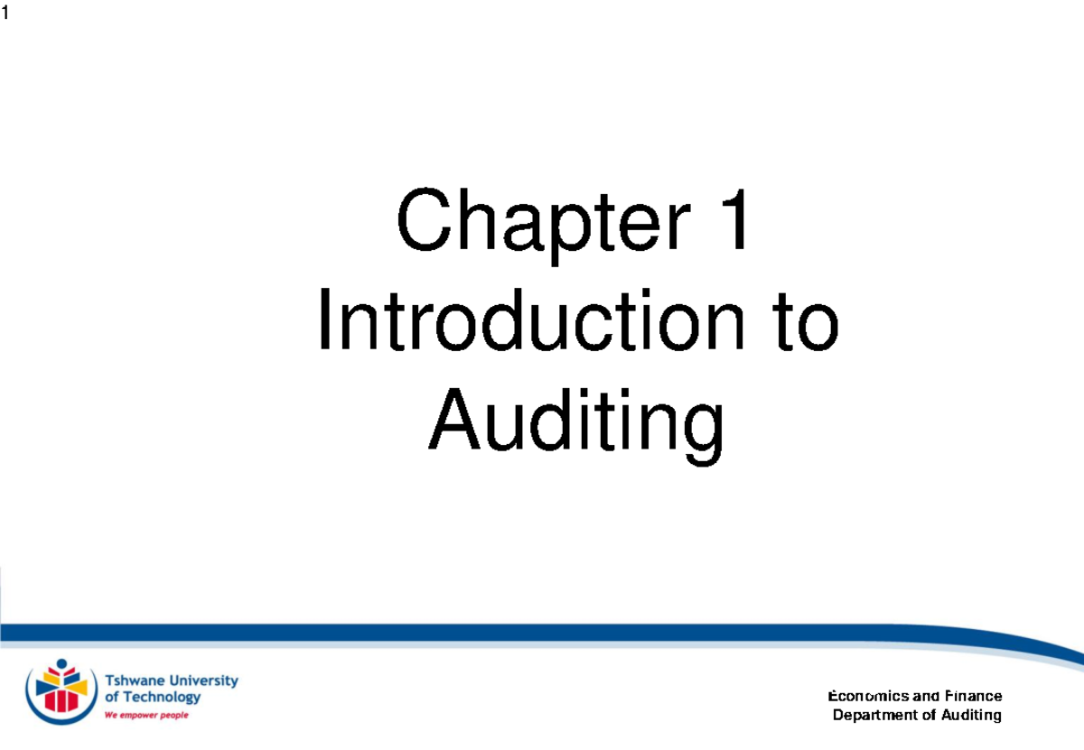 2. Chapter 1 Intro to Auditing - Economics and Finance Chapter 1 ...