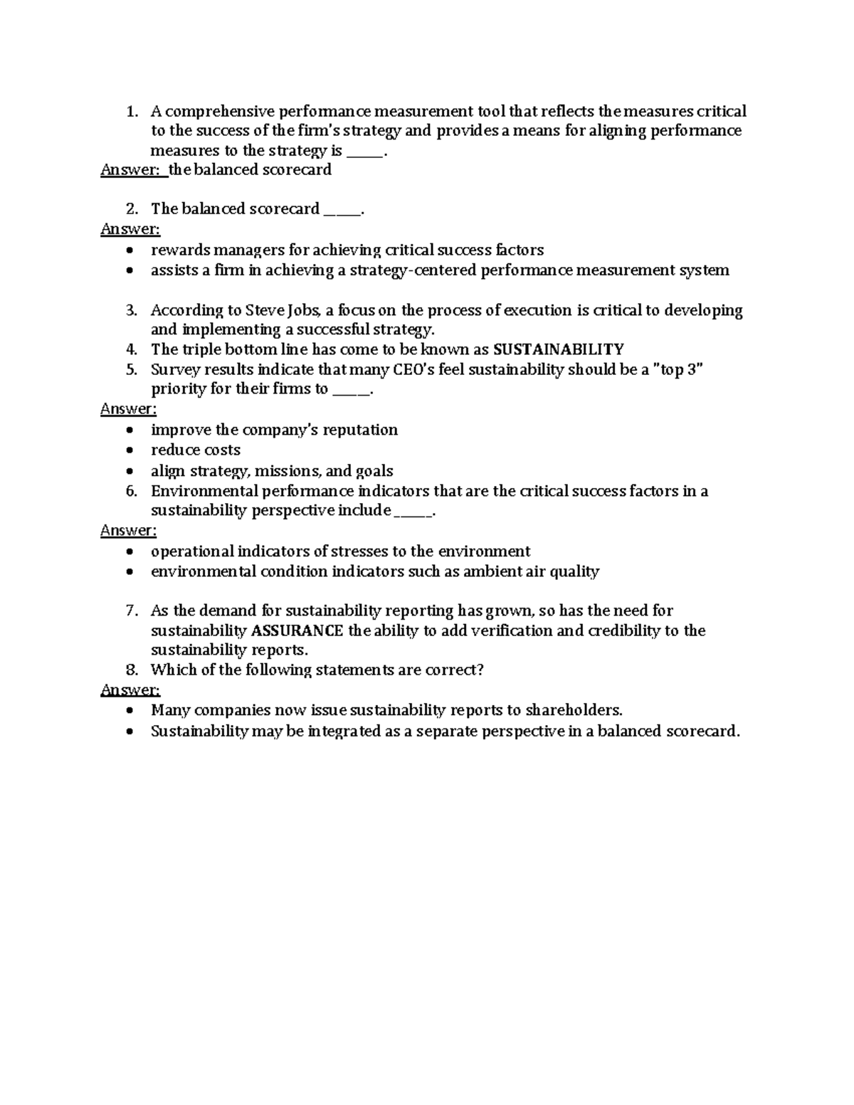 Ch.2 (SB Question) - A comprehensive performance measurement tool that ...