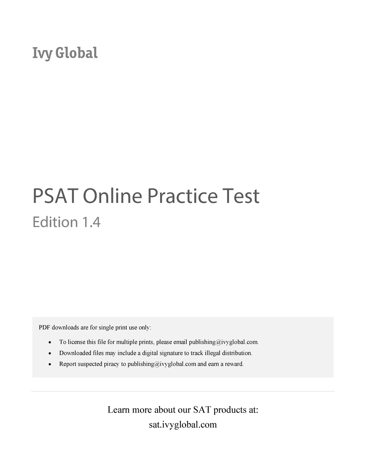 IVG PSAT PSAT Mock Test Ivy Global PSAT Online Practice Test