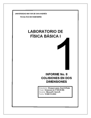 Informe FIS L 8 Colisiones EN DOS Dimensiones Choque Jhoel ...