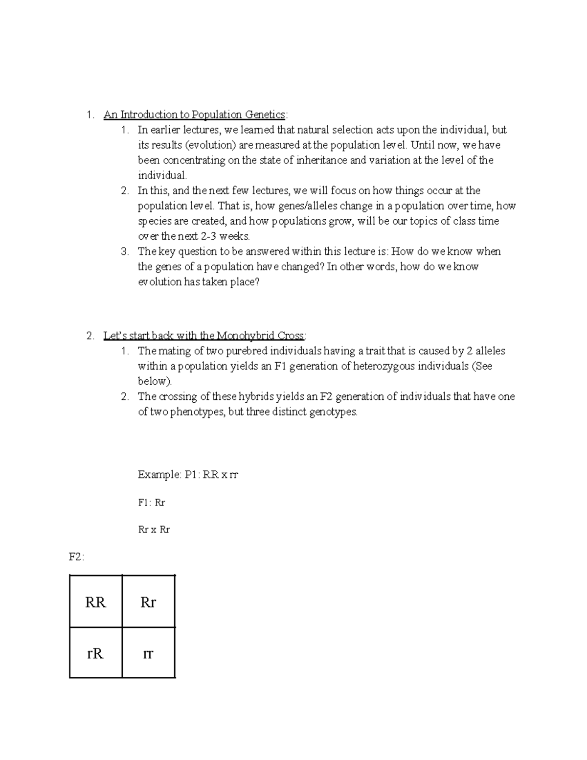 Intro To Population Genetics Bio 114 - An Introduction To Population ...