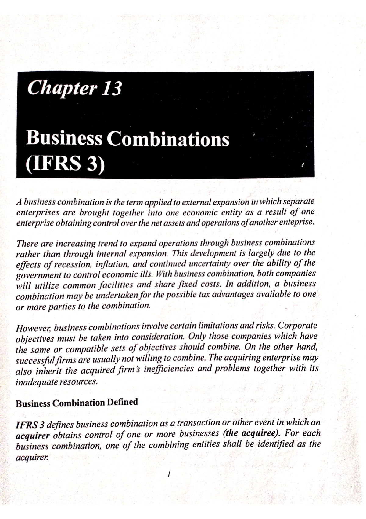 Buscom-Chapter-1 - Business Combination - Accountancy - Studocu