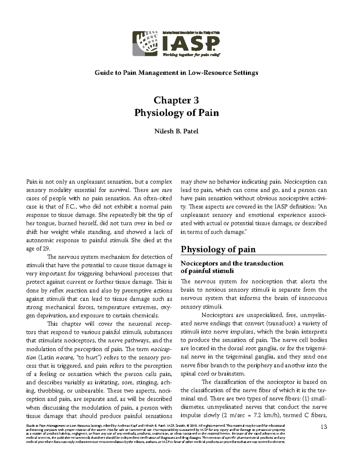 Chapter 3 physiology of pain - Guide to Pain Management in Low-Resource ...