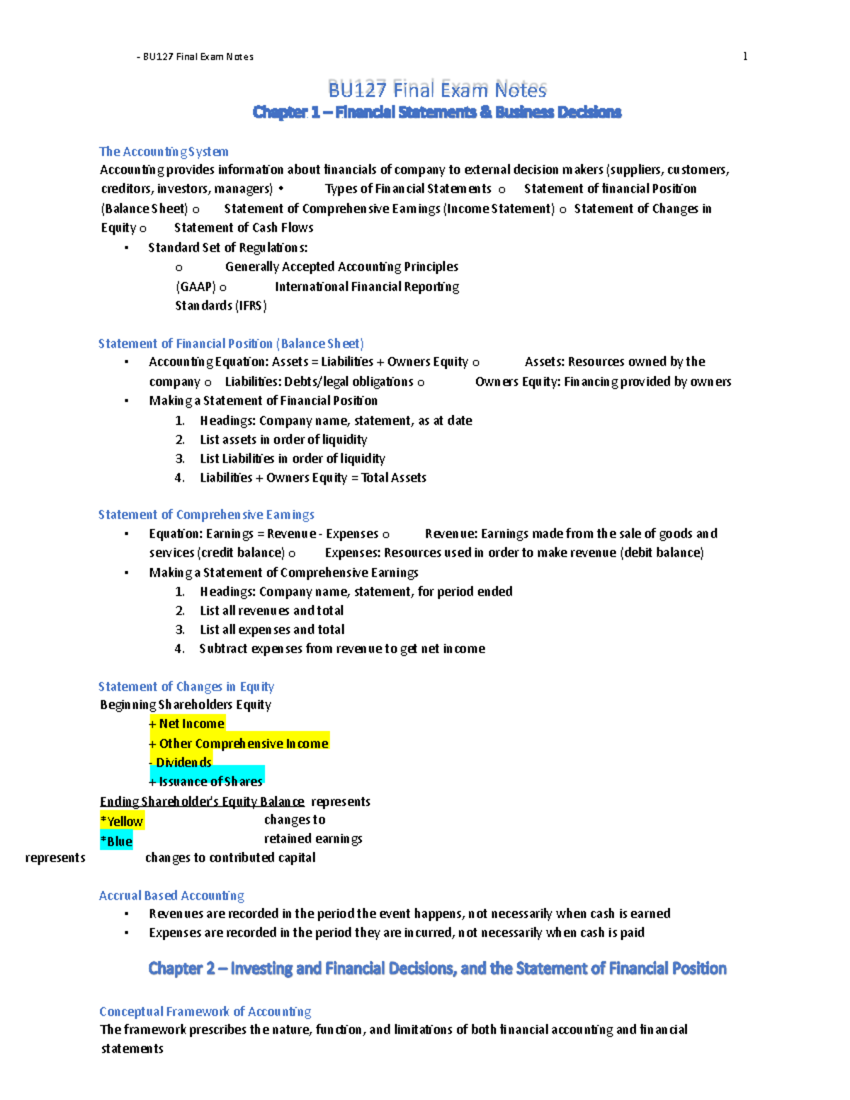 Accounting (BU127) Final Exam Notes - The Accounting System Accounting ...